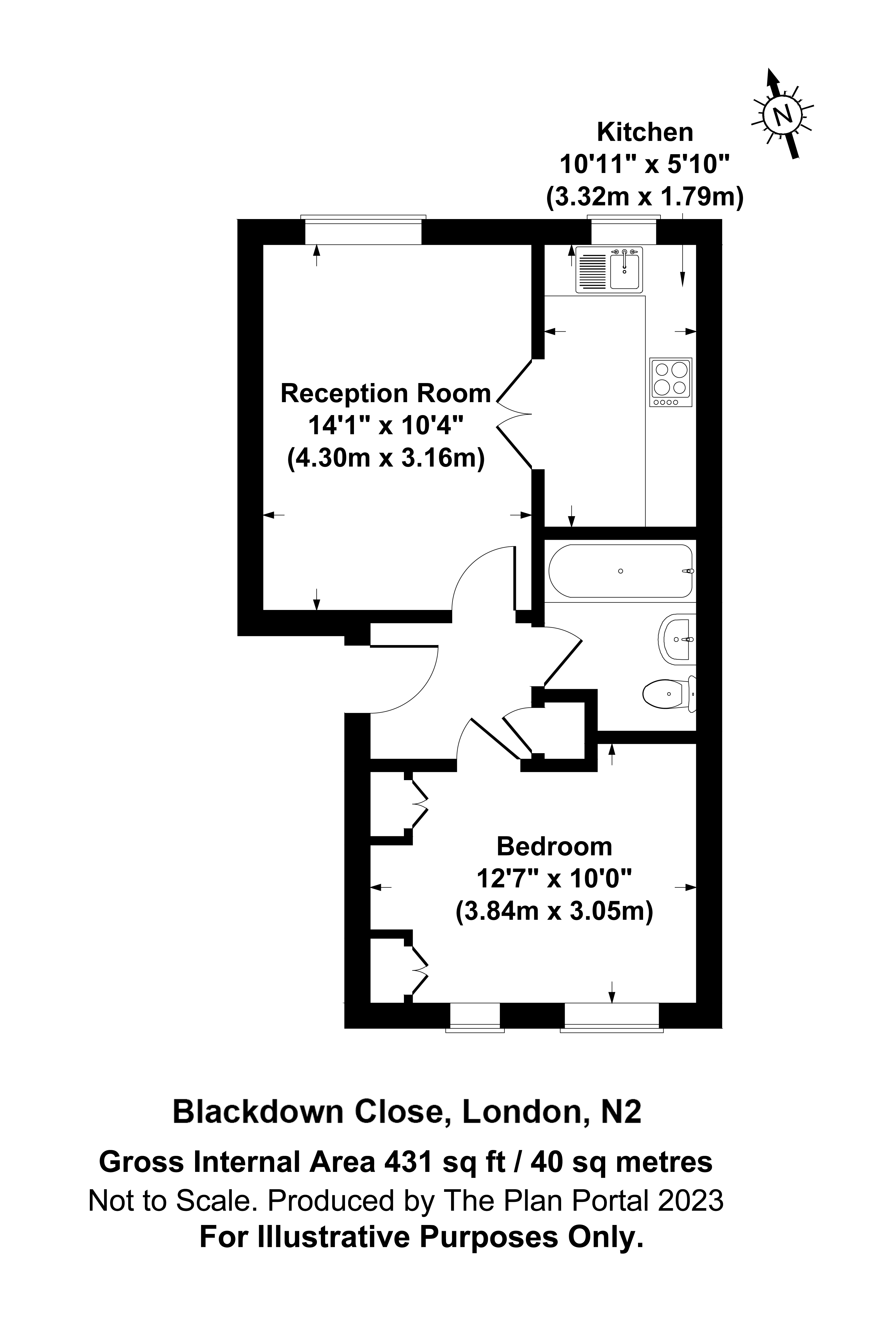 1 bed apartment to rent in Blackdown Close, East Finchley - Property Floorplan