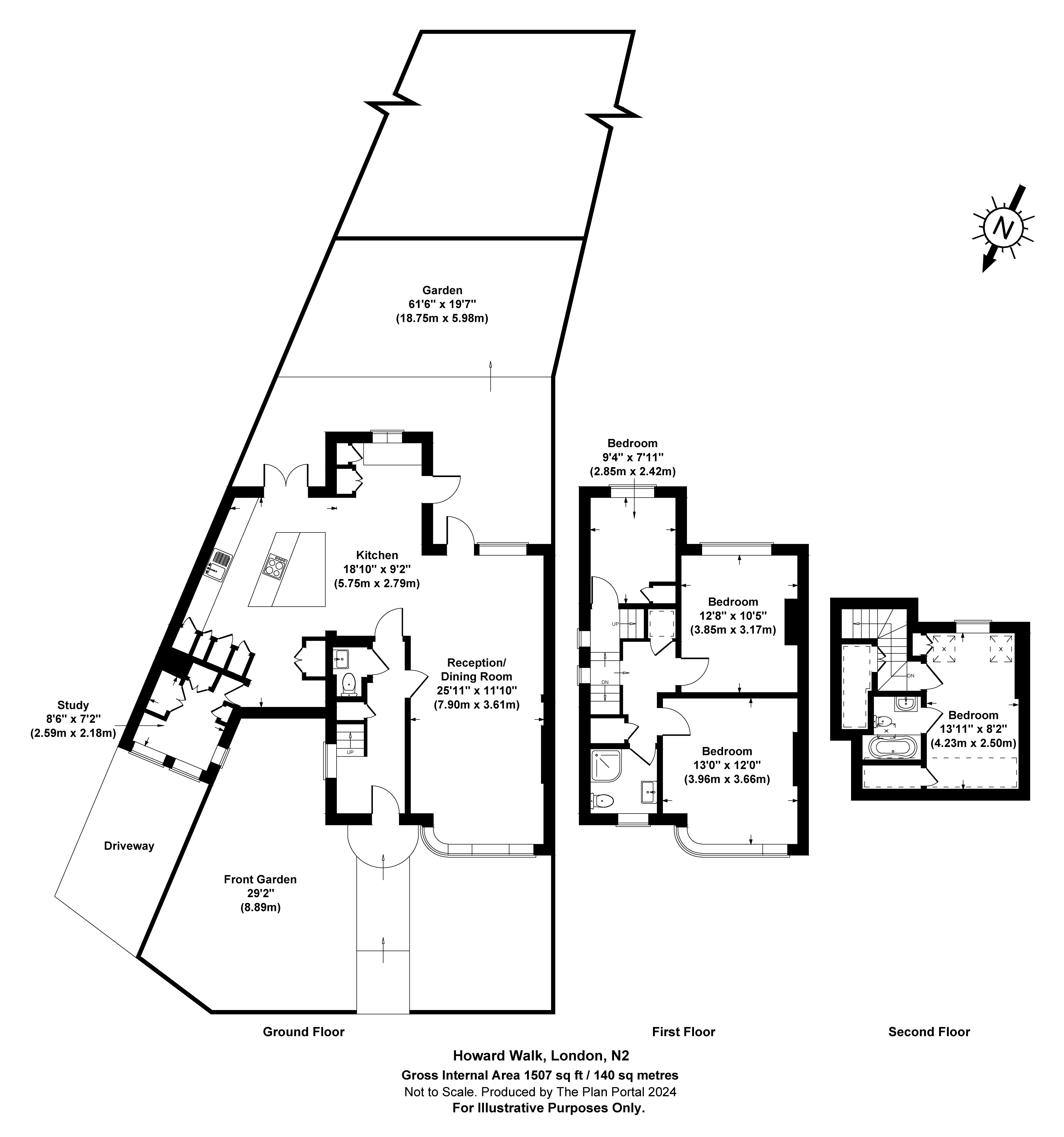 4 bed house for sale in Howard Walk, Hampstead Garden Suburb - Property Floorplan