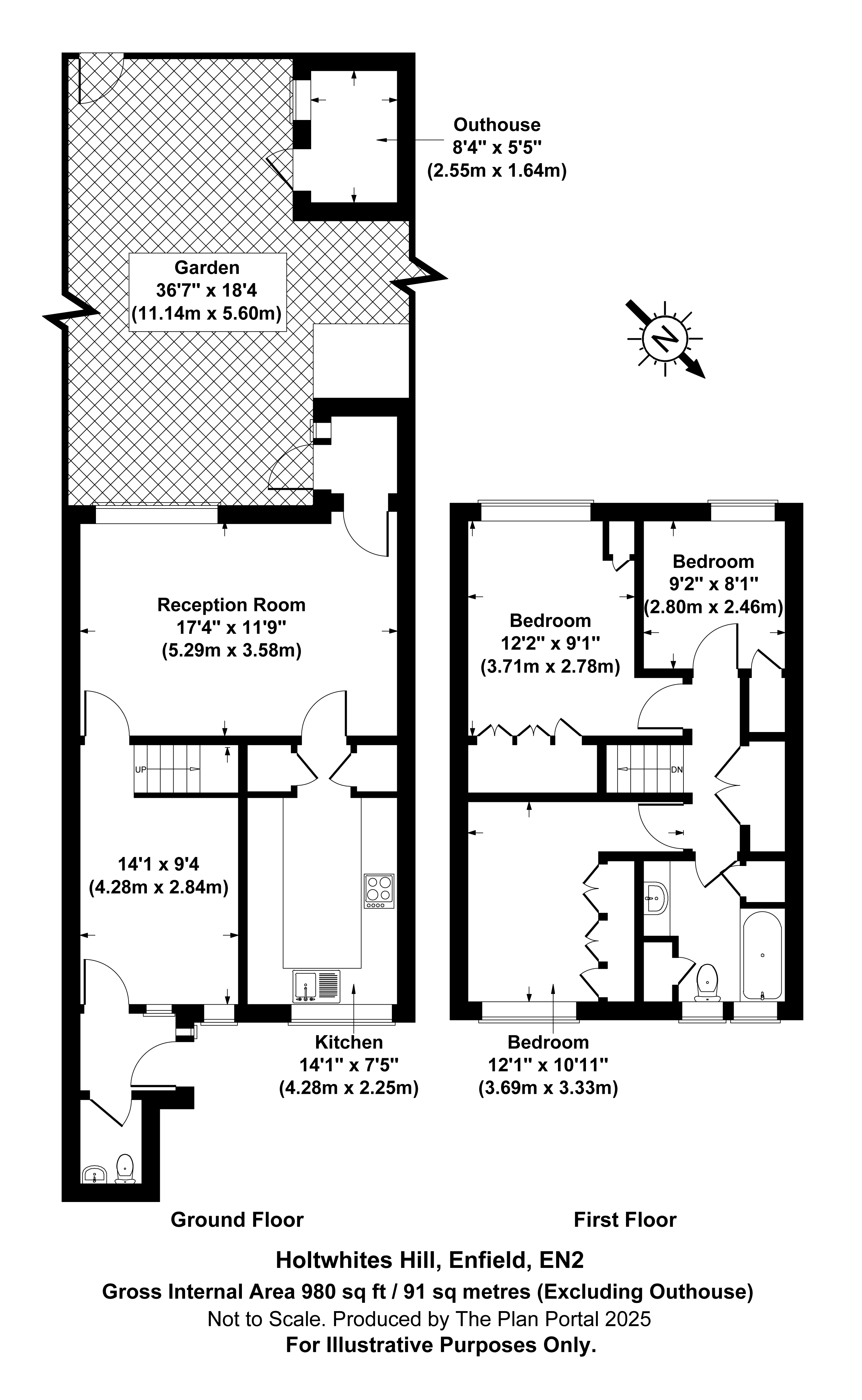 3 bed house for sale in Holtwhites Hill, Enfield - Property Floorplan