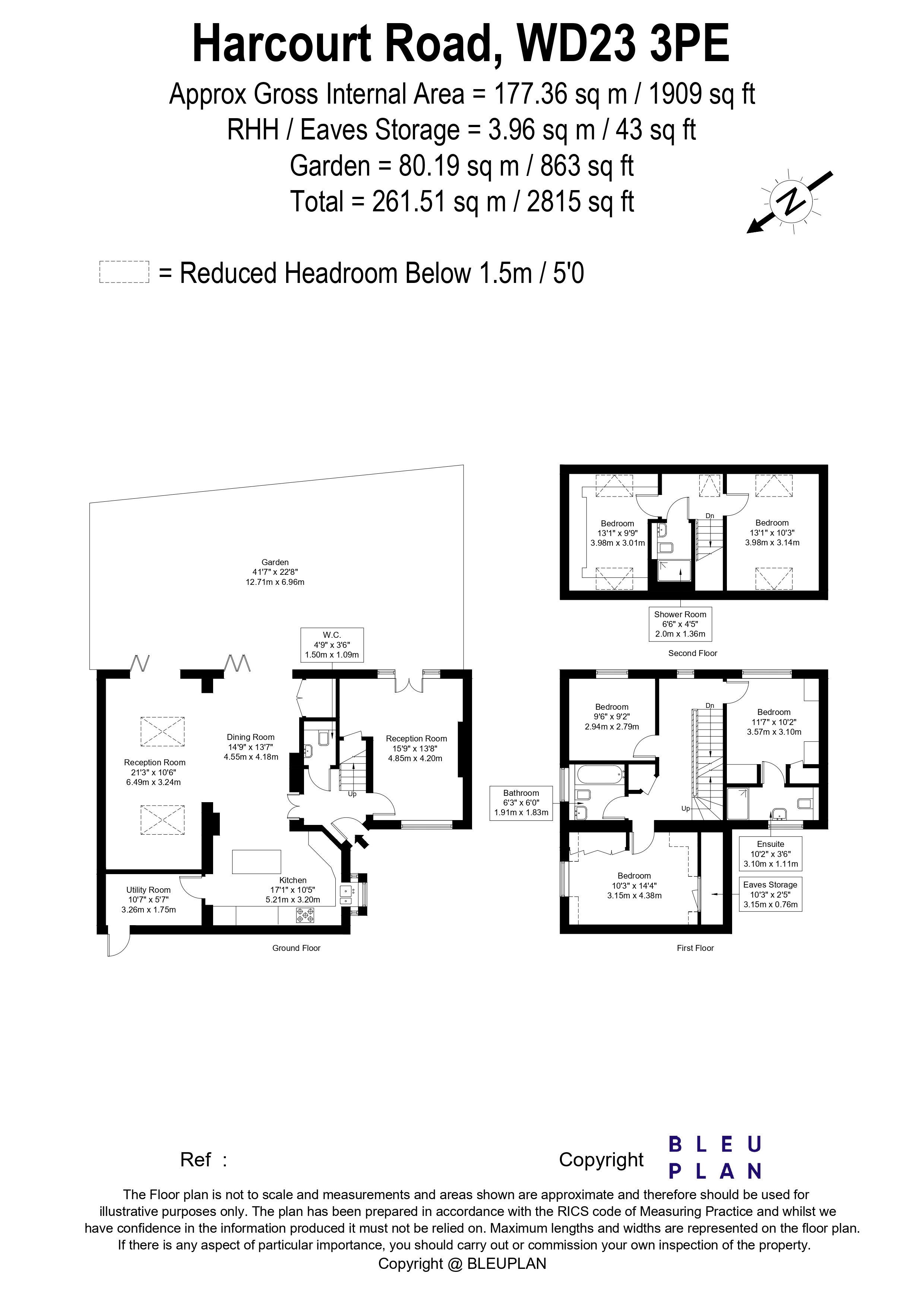 5 bed house for sale in Harcourt Road, Bushey - Property Floorplan