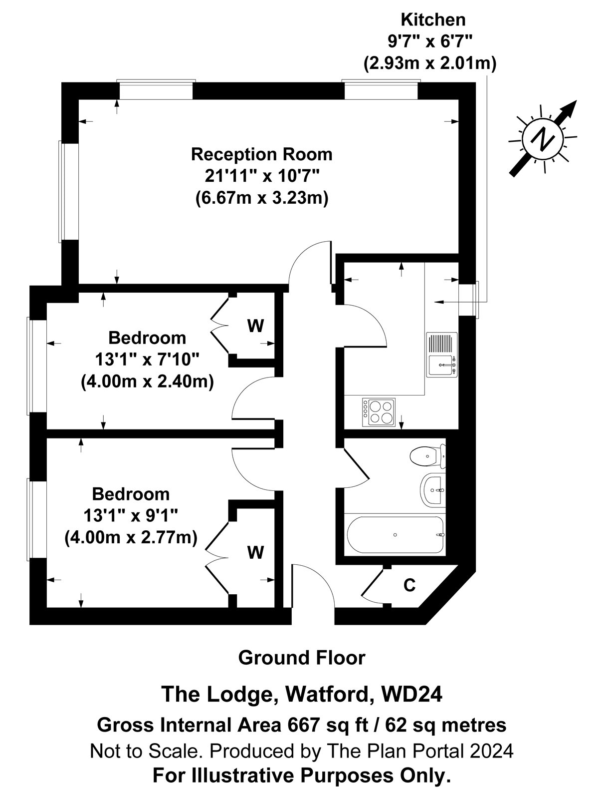 2 bed apartment for sale in Orphanage Road, Watford - Property Floorplan