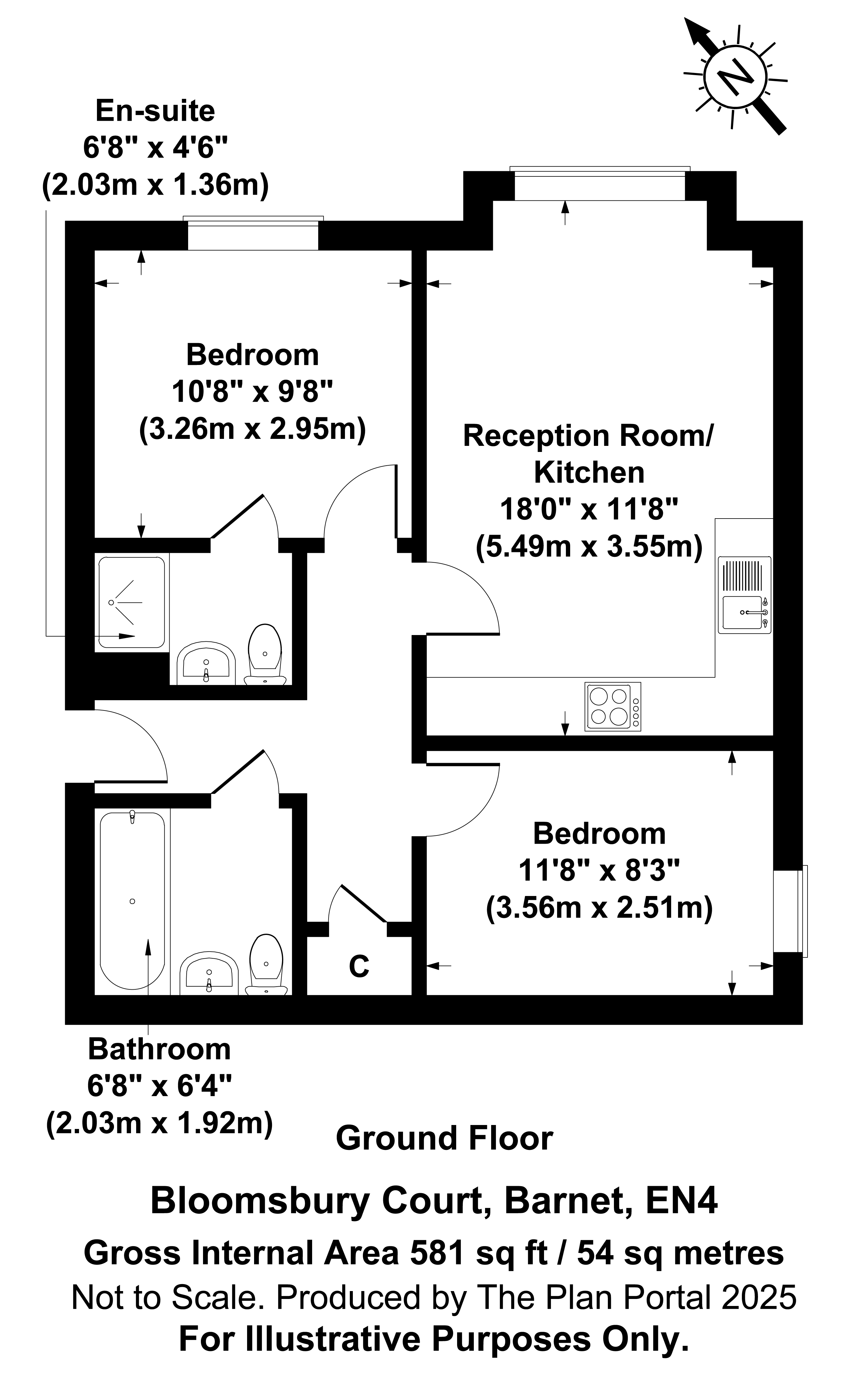 2 bed apartment for sale in Lancaster Road, New Barnet - Property Floorplan