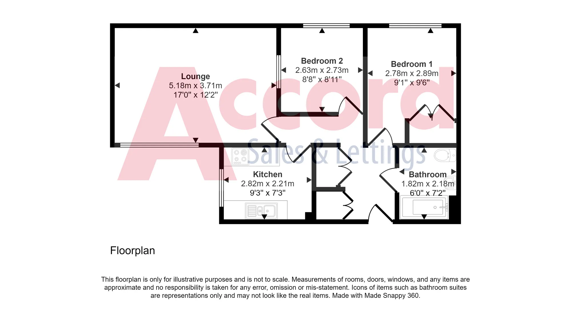 2 bed flat for sale in Abbs Cross Gardens, Hornchurch - Property floorplan