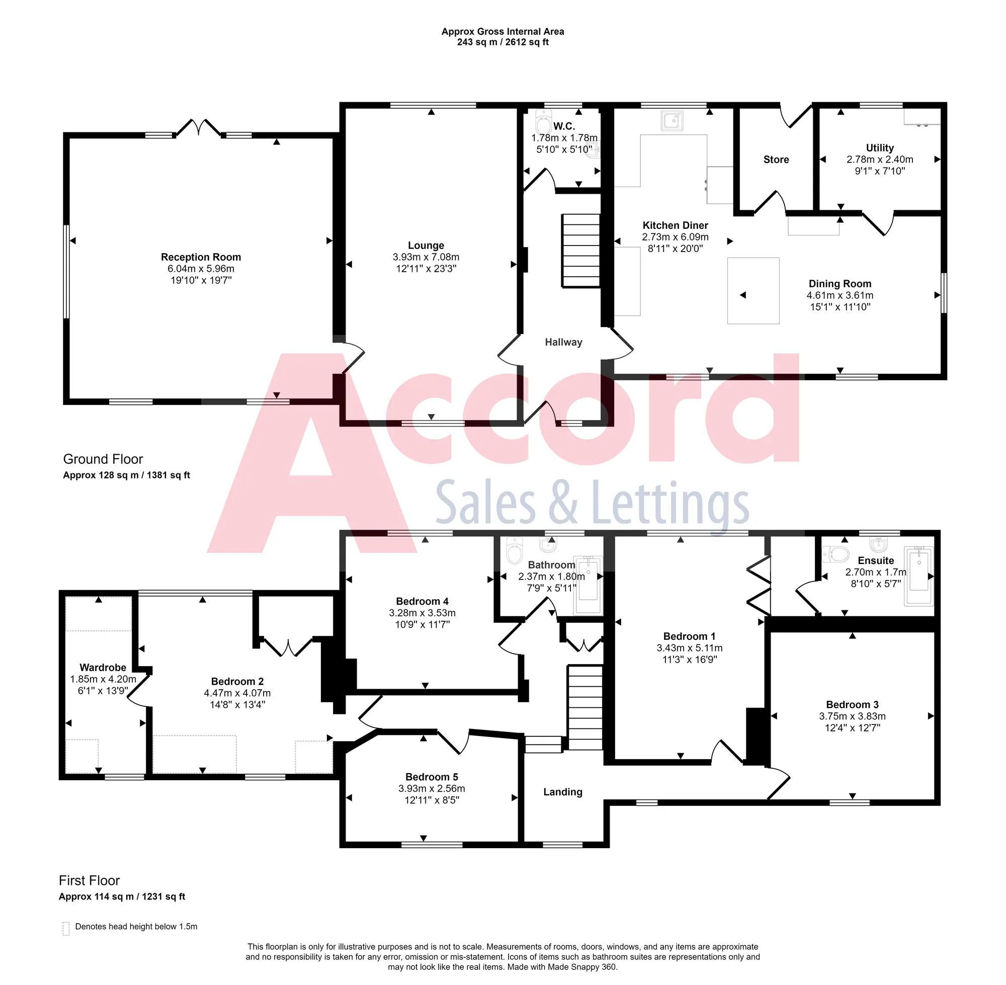 5 bed detached house for sale in Tawney Lane, Romford - Property floorplan