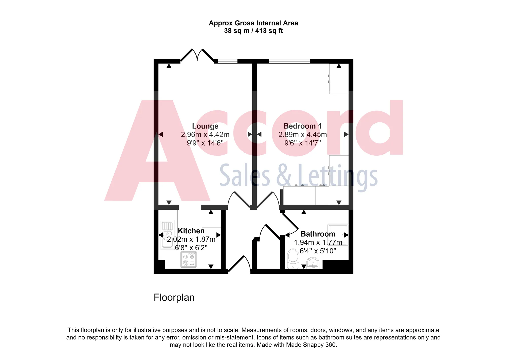 1 bed ground floor flat to rent in Mawney Road, Romford - Property floorplan