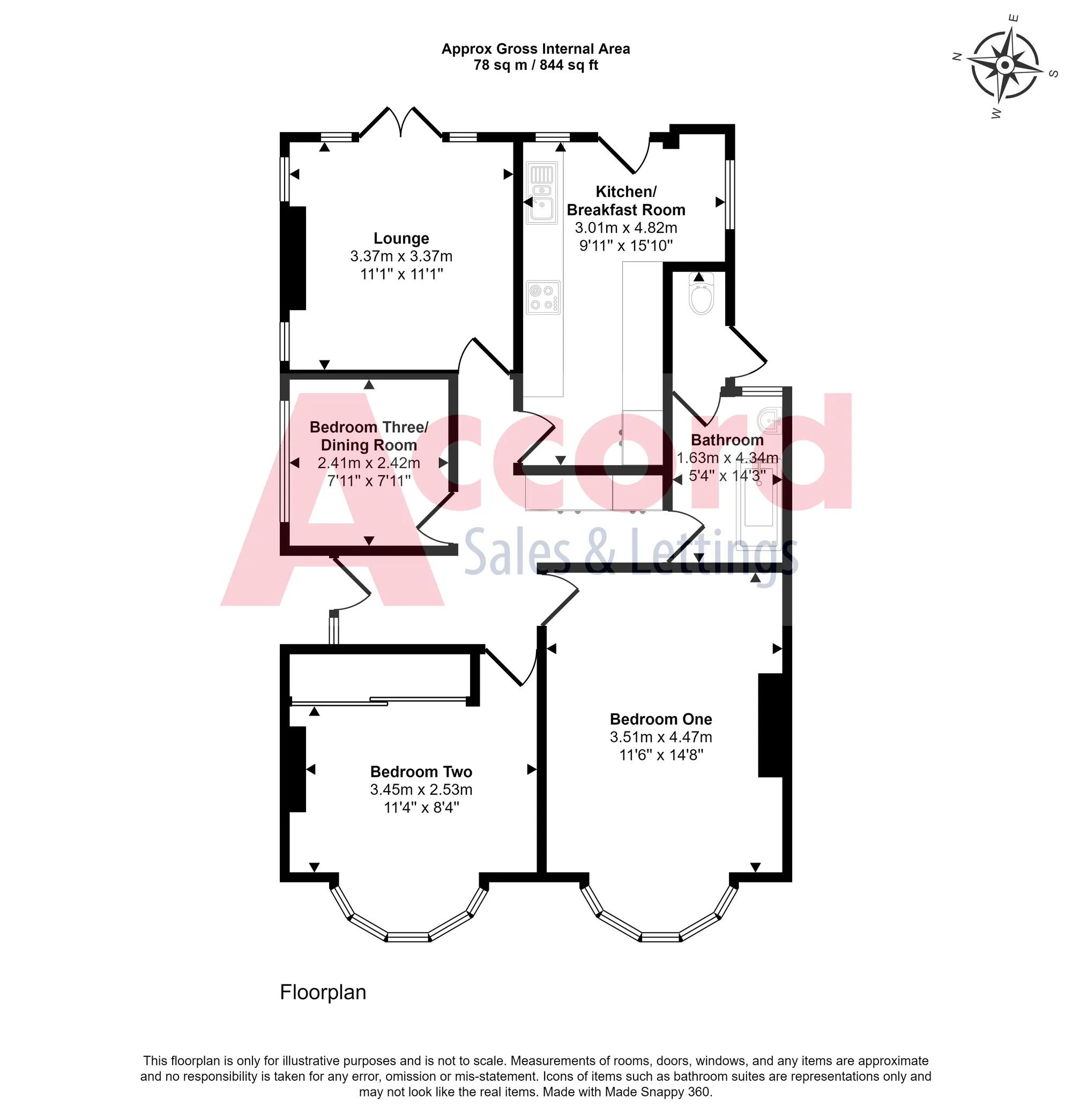 3 bed semi-detached bungalow for sale in McIntosh Close, Romford - Property floorplan