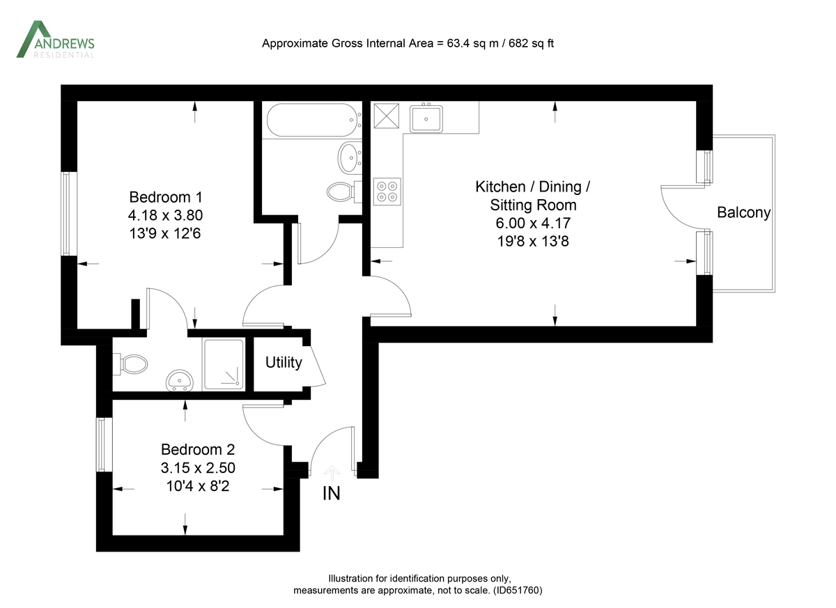 2 bed apartment to rent in Long Lane, Uxbridge - Property Floorplan