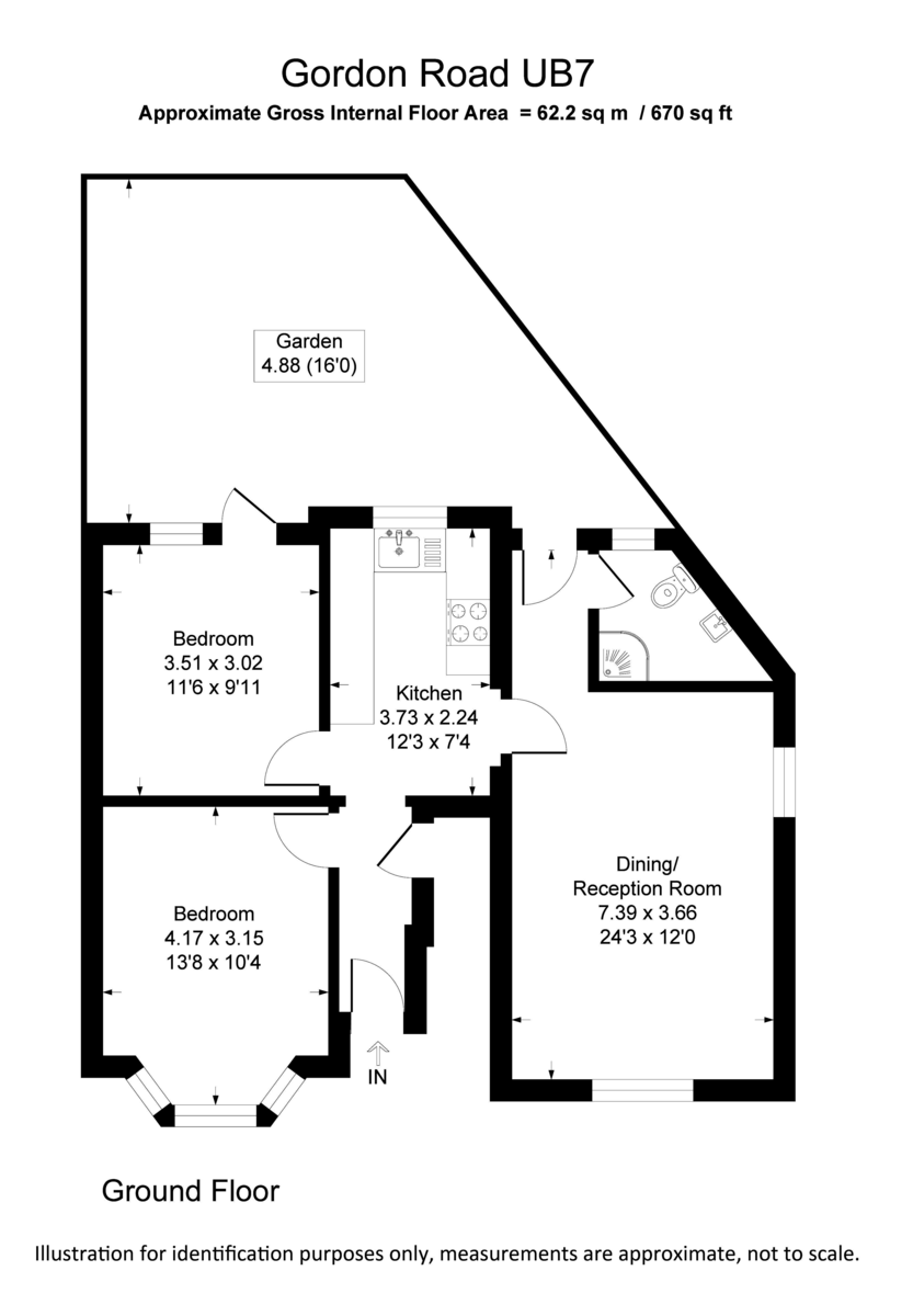 2 bed ground floor maisonette to rent in Gordon Road, West Drayton - Property Floorplan