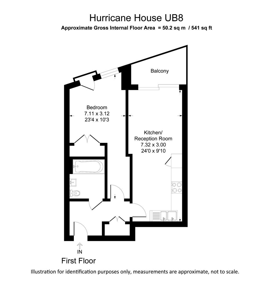 1 bed apartment to rent in Kenley Place, Uxbridge - Property Floorplan
