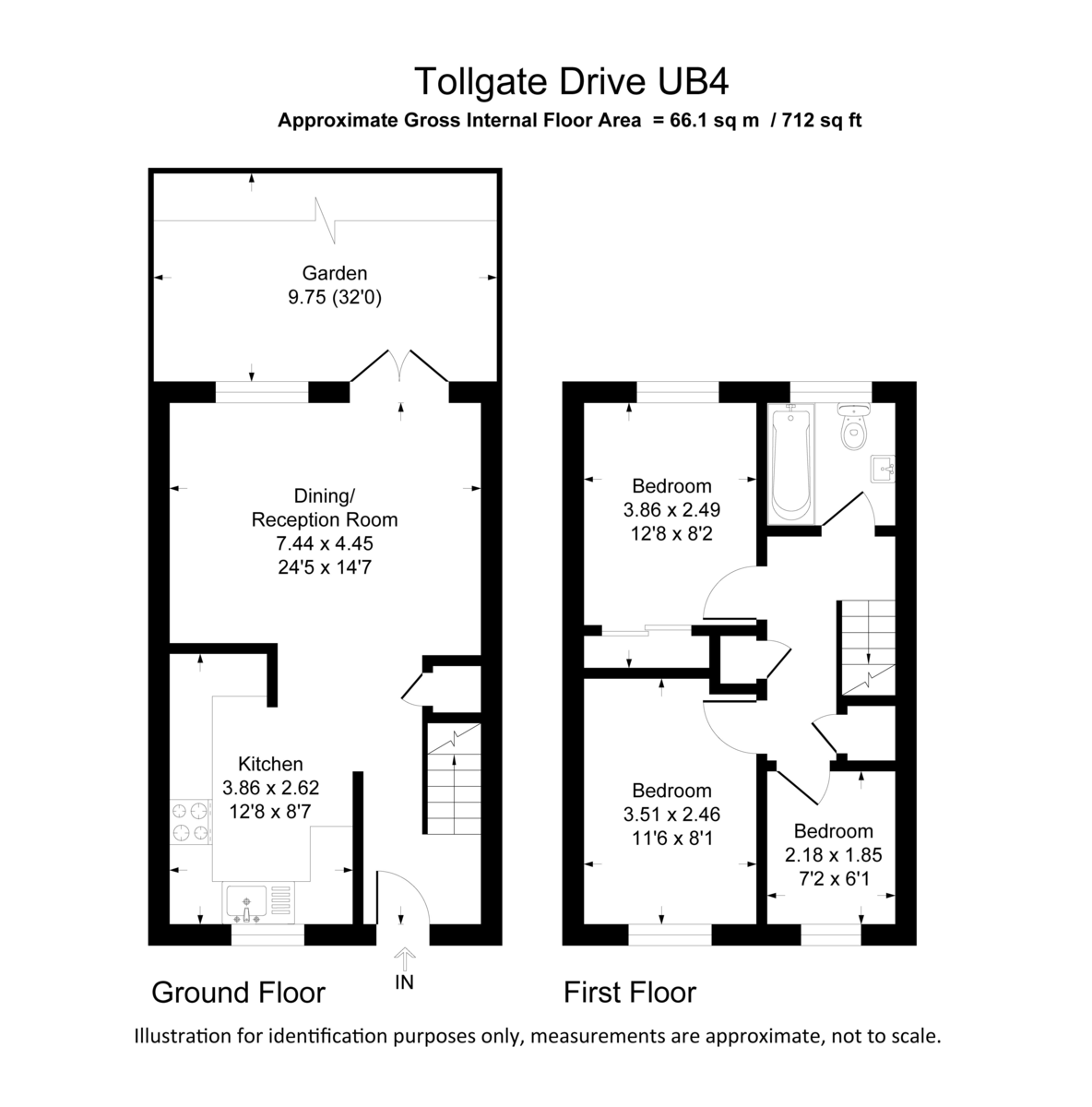 3 bed terraced house to rent in Tollgate Drive, Hayes - Property Floorplan