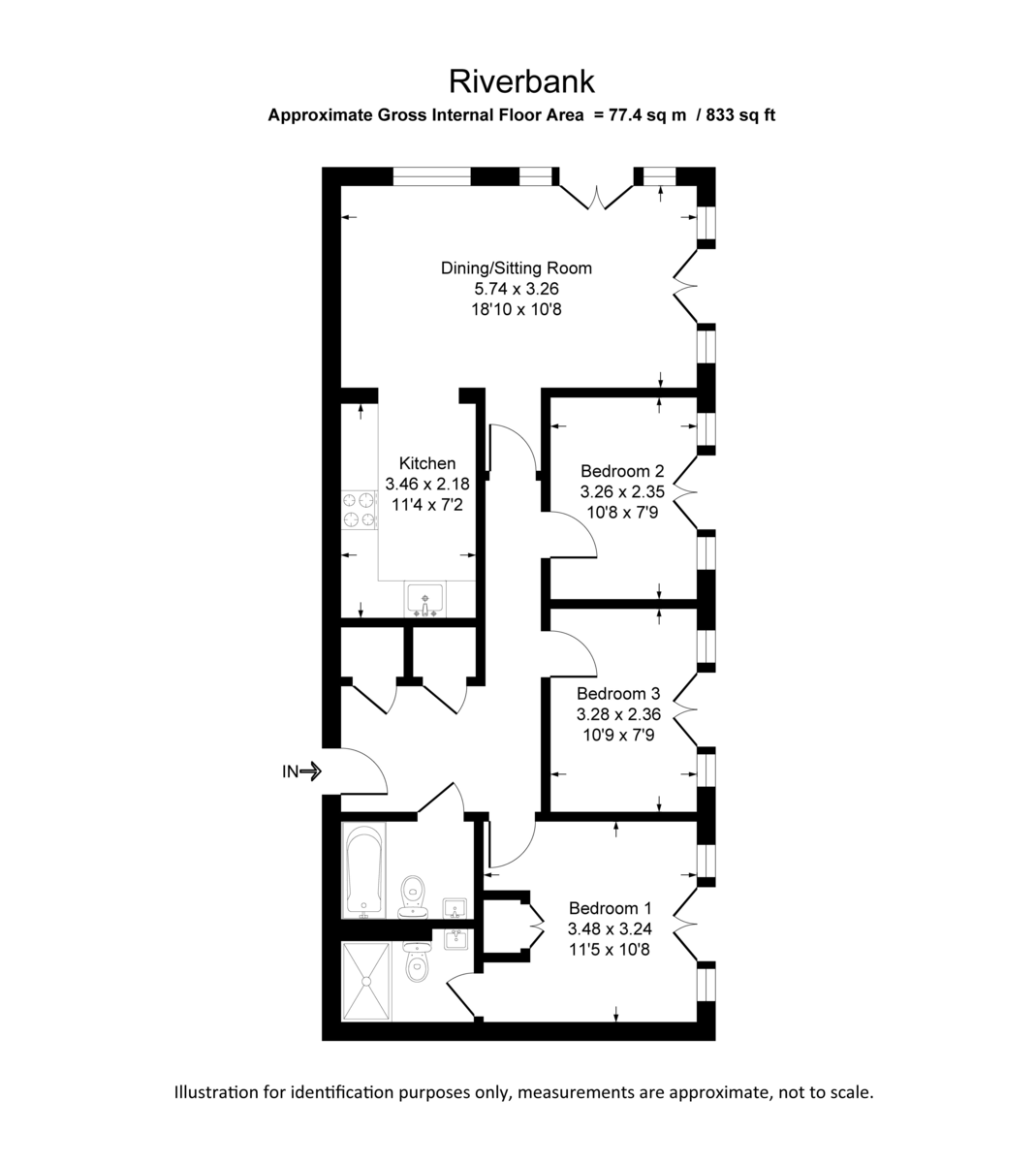 3 bed apartment for sale in High Street, Uxbridge - Property Floorplan