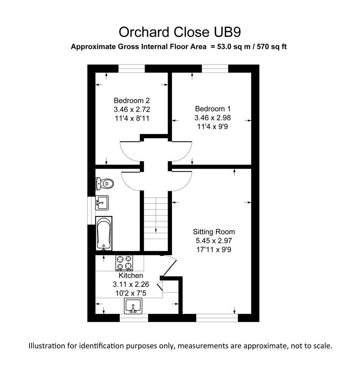 2 bed apartment for sale in Orchard Close, Uxbridge - Property Floorplan