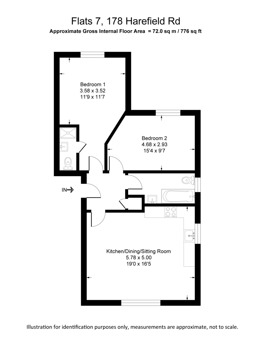 2 bed apartment to rent in Harefield Road, Uxbridge - Property Floorplan