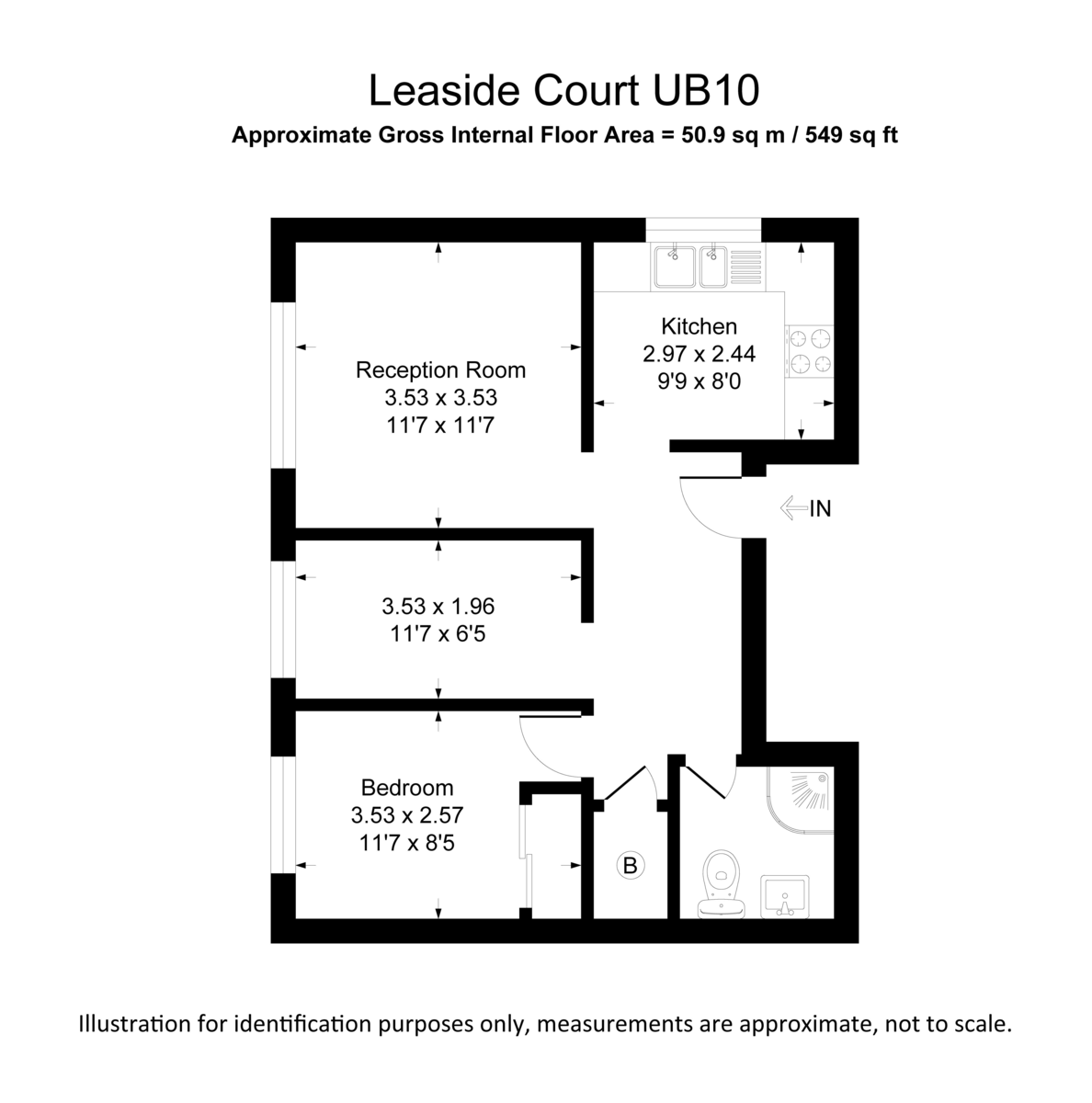 2 bed apartment for sale in Leaside Court, Hillingdon - Property Floorplan