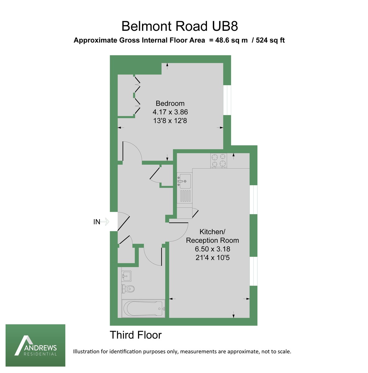 1 bed apartment to rent in Belmont Road, Uxbridge - Property Floorplan