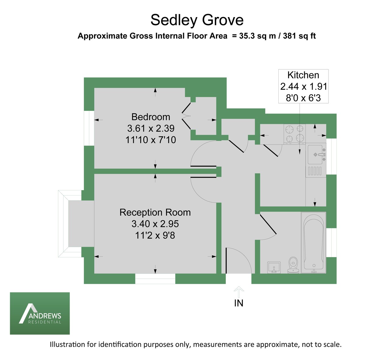1 bed apartment for sale in Sedley Grove, Uxbridge - Property Floorplan