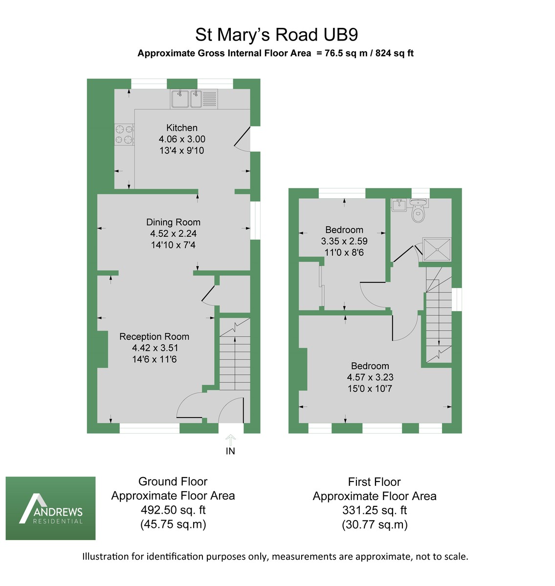2 bed semi-detached house for sale in St. Marys Road, Uxbridge - Property Floorplan