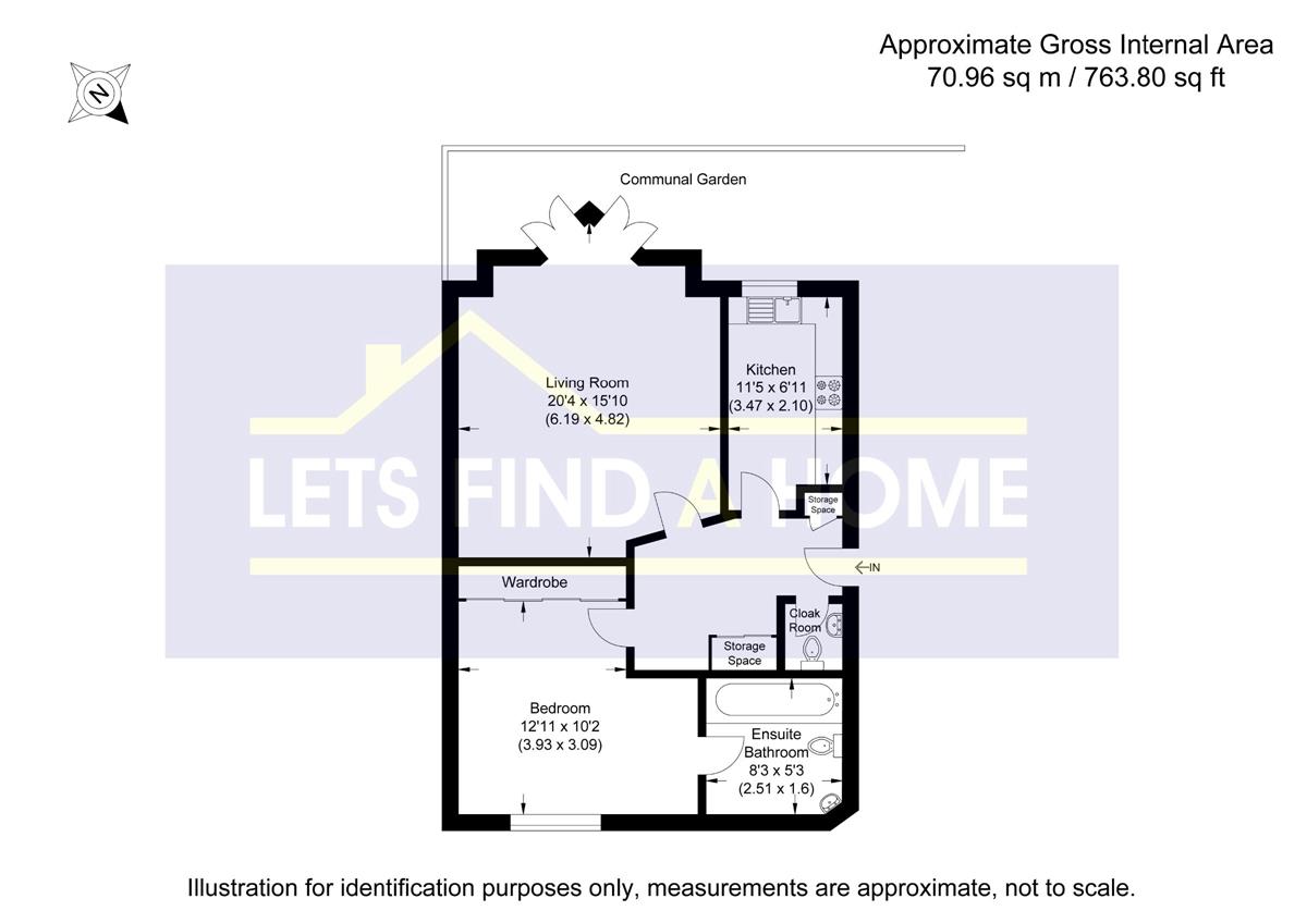 1 bed flat to rent in Chesterton Close, , SW18 - Property Floorplan