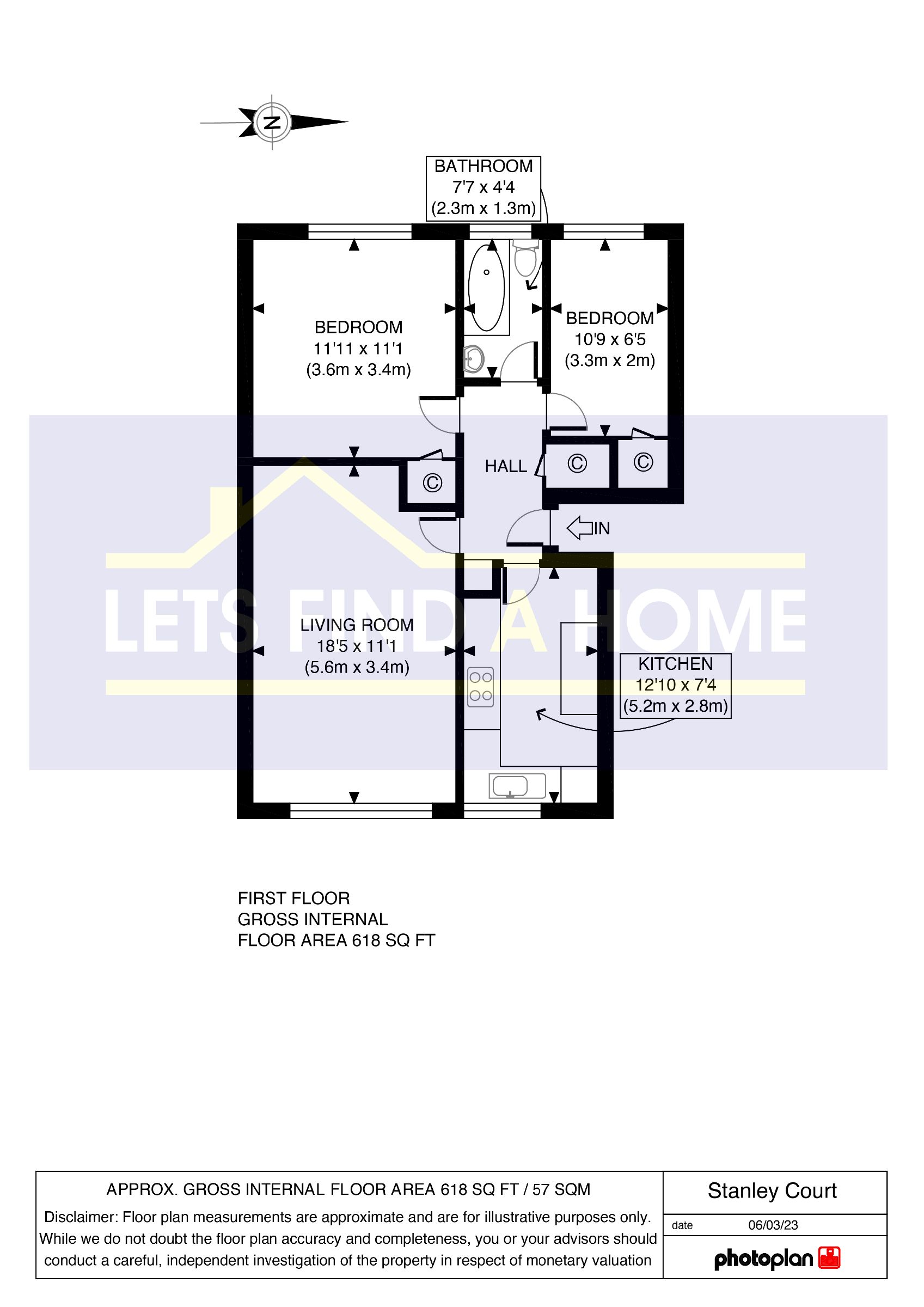 2 bed flat to rent in Stanley Court, Surrey, SM2 - Property Floorplan