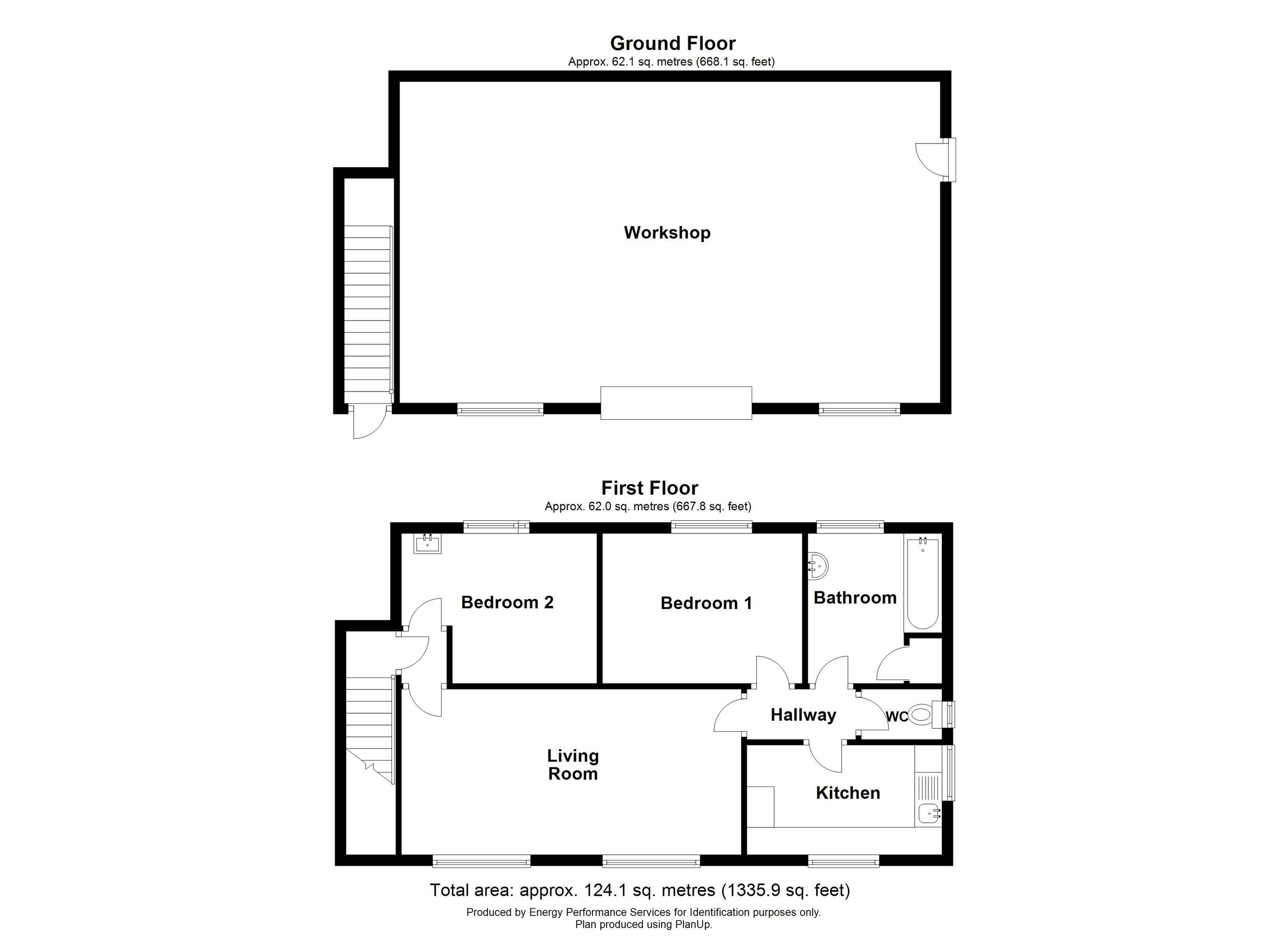 2 bed link detached house for sale in The Factory Flat, Calstock - Property floorplan