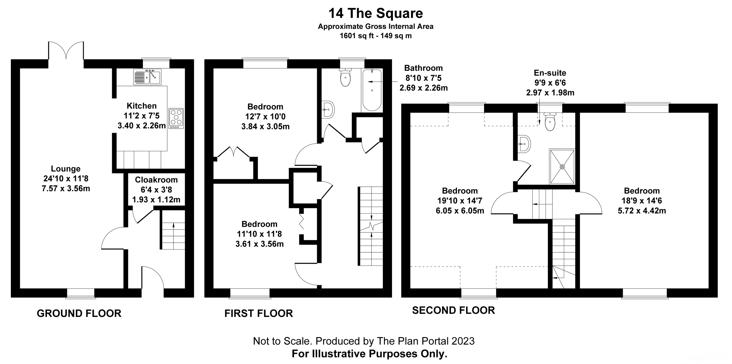 4 bed terraced house for sale in The Square, North Tawton - Property floorplan