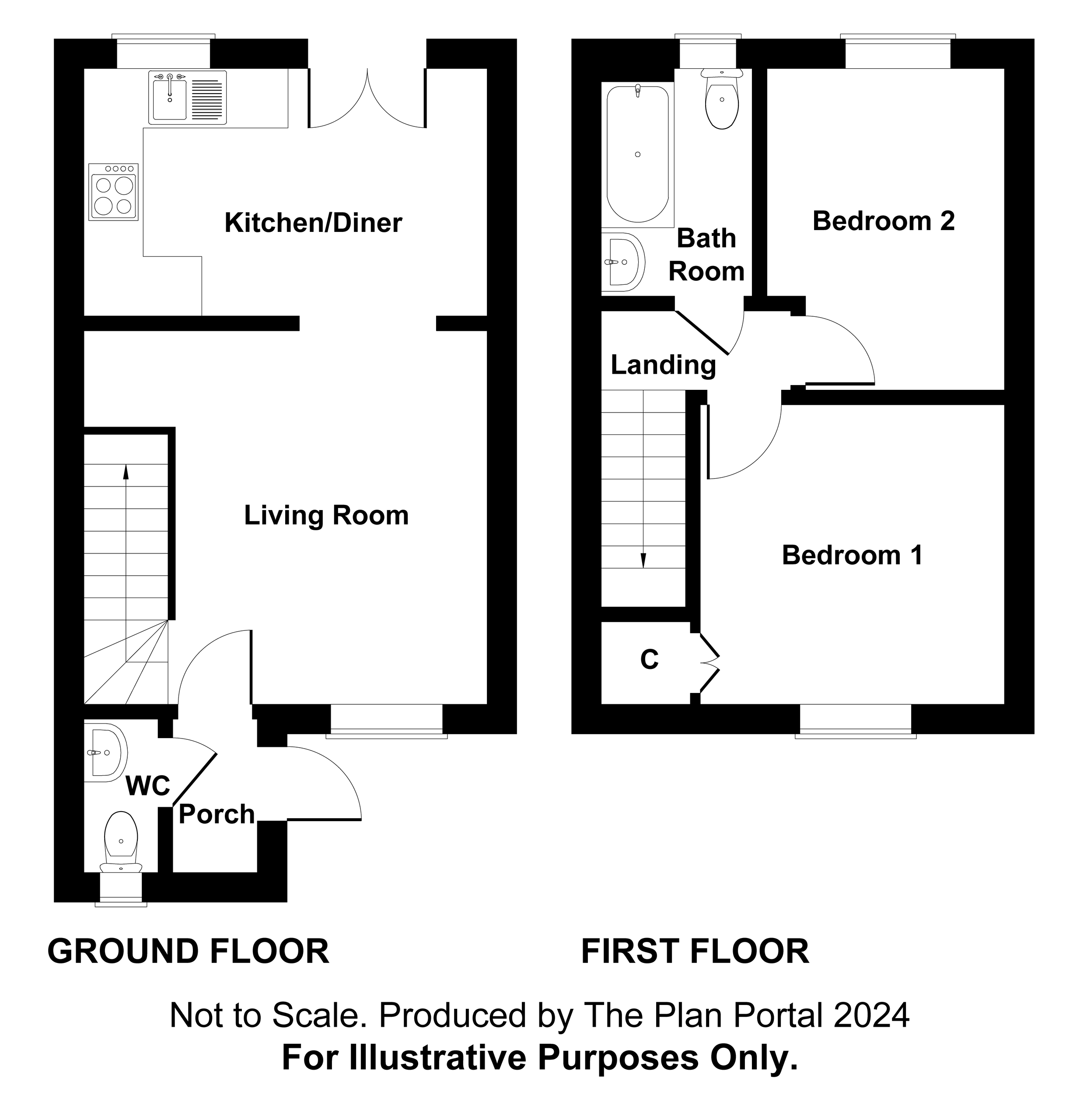 2 bed link detached house for sale in Sampson Close, Gunnislake - Property floorplan