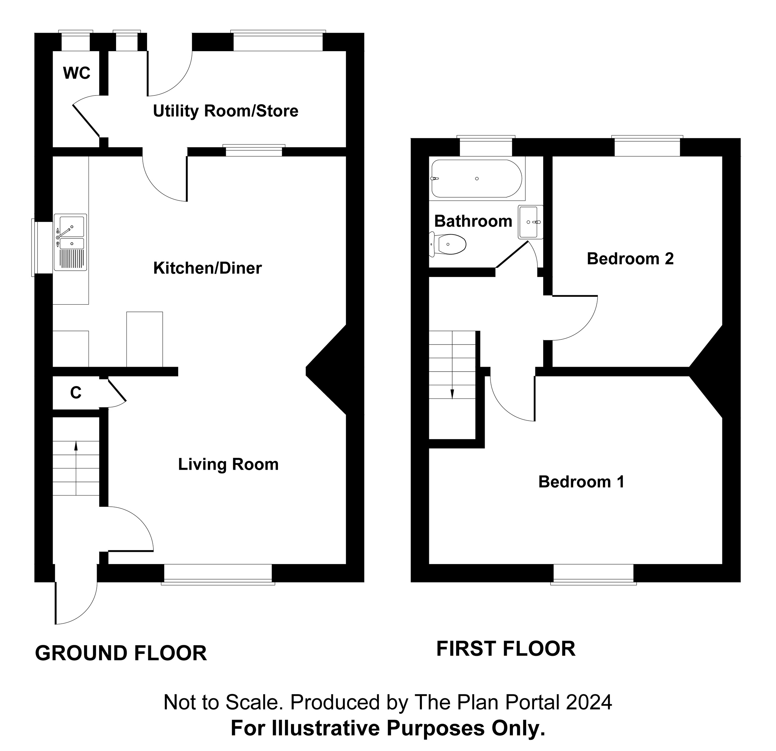 2 bed end of terrace house for sale in Old Exeter Road, Tavistock - Property floorplan