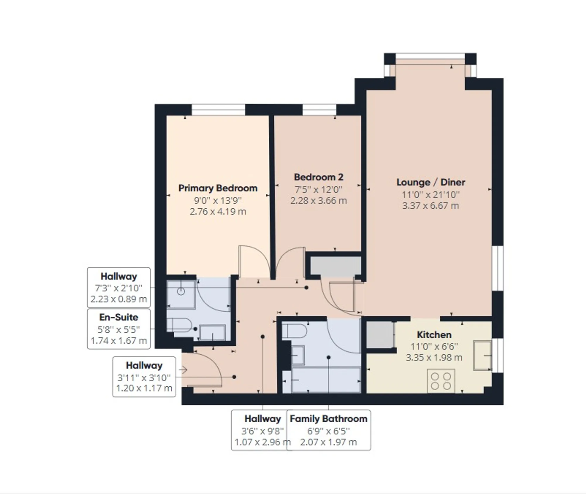 2 bed flat for sale in Worcester Road, Sutton - Property Floorplan