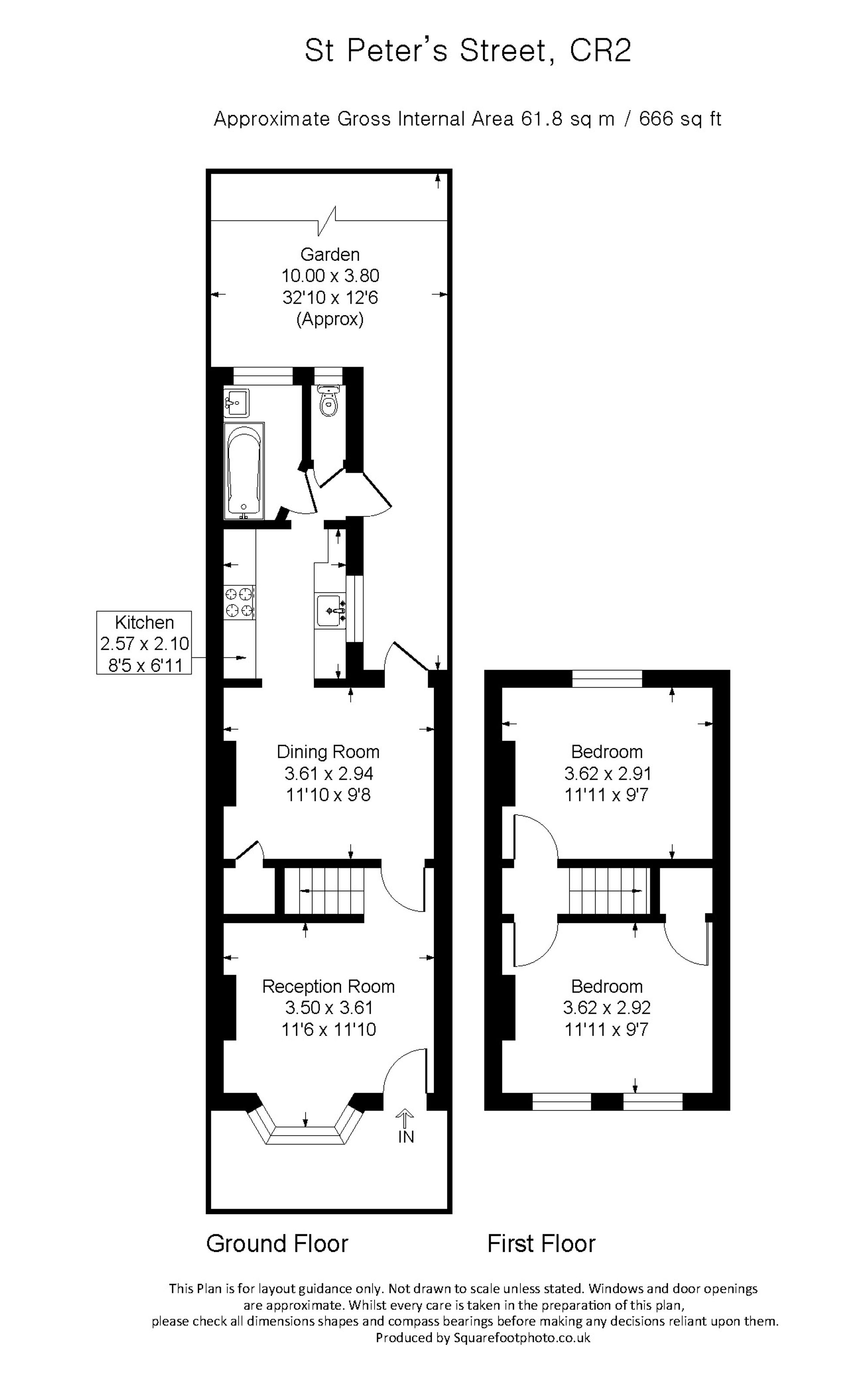 2 bed mid-terraced house for sale in St. Peters Street, South Croydon - Property Floorplan