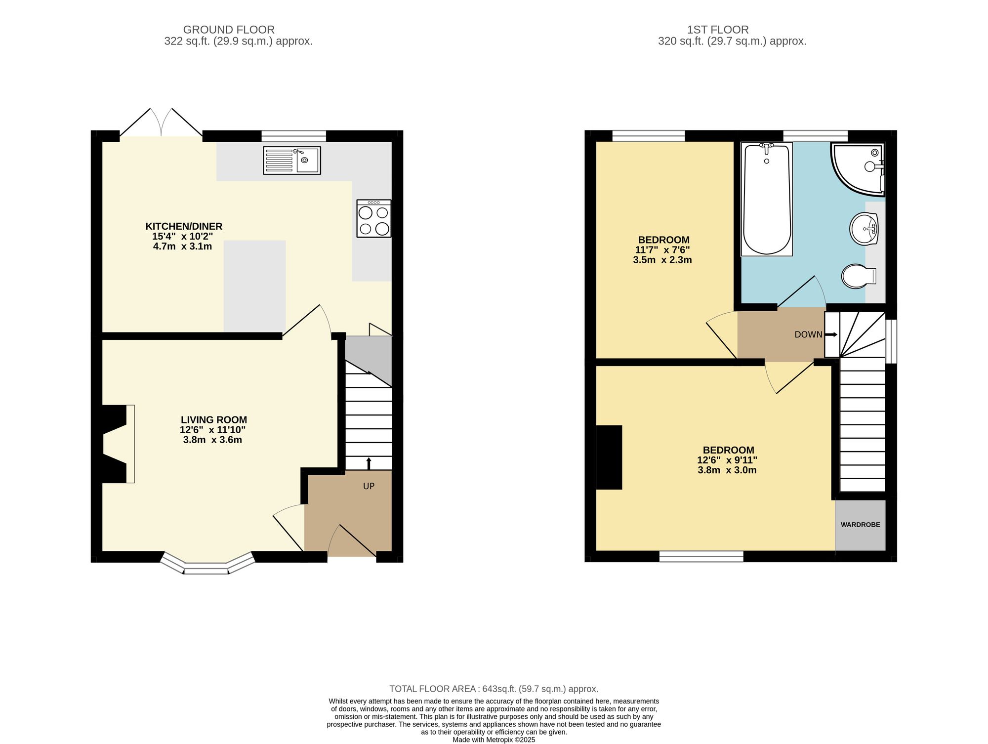 2 bed semi-detached house for sale in Bynes Road, South Croydon - Property Floorplan