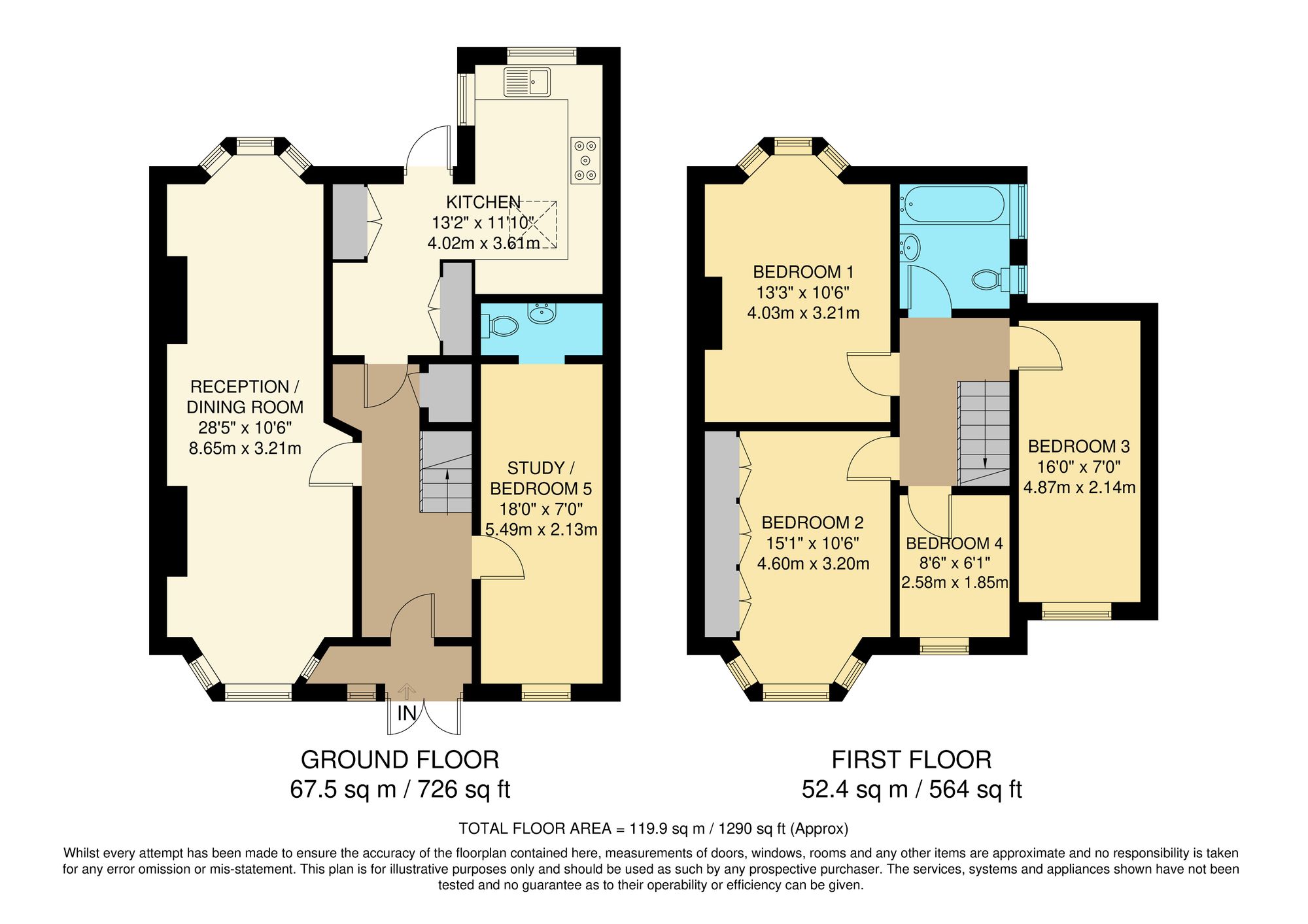 4 bed semi-detached house for sale in Derwent Drive, Purley - Property Floorplan