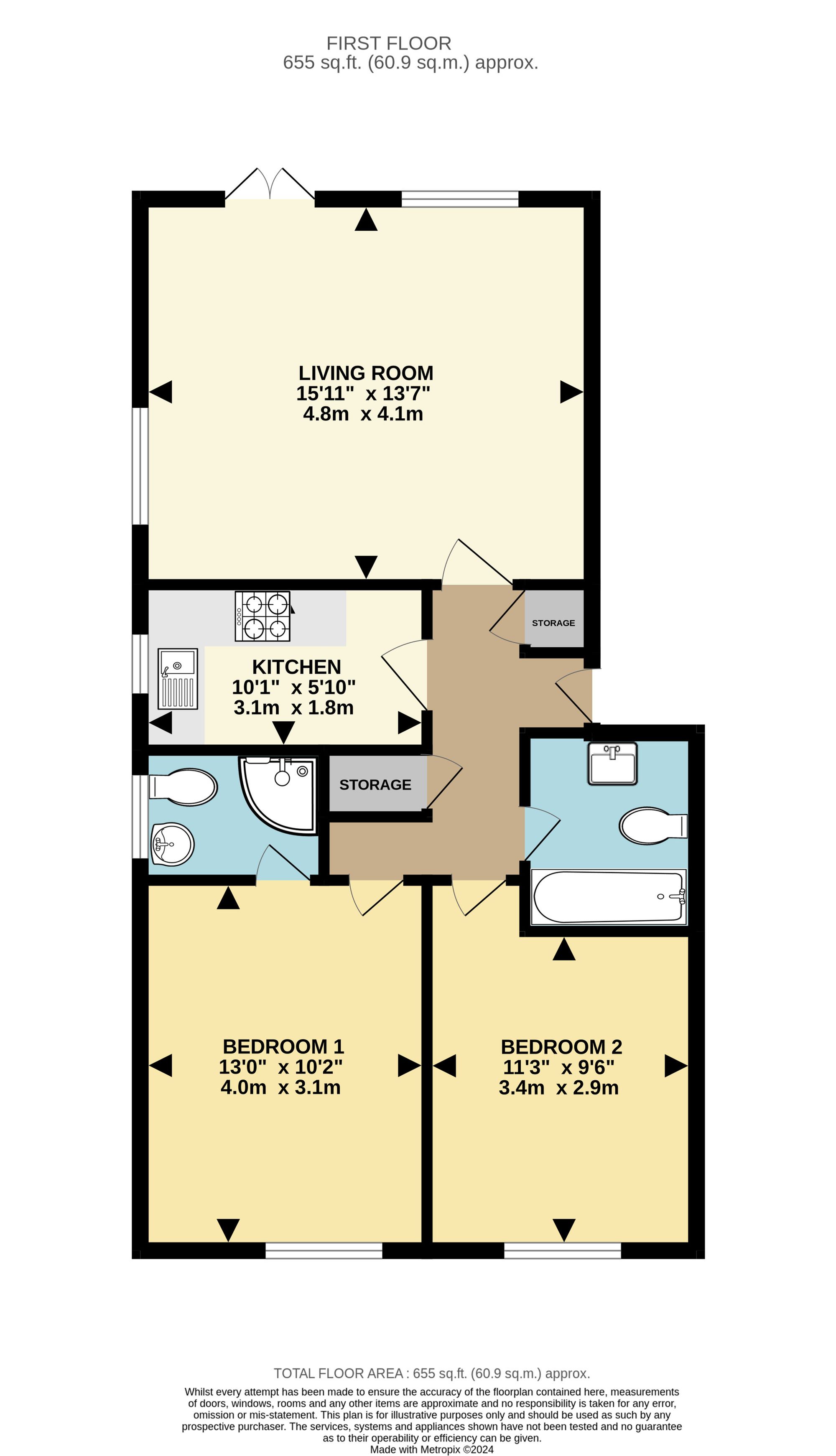 2 bed apartment for sale in St. Augustines Avenue, South Croydon - Property Floorplan