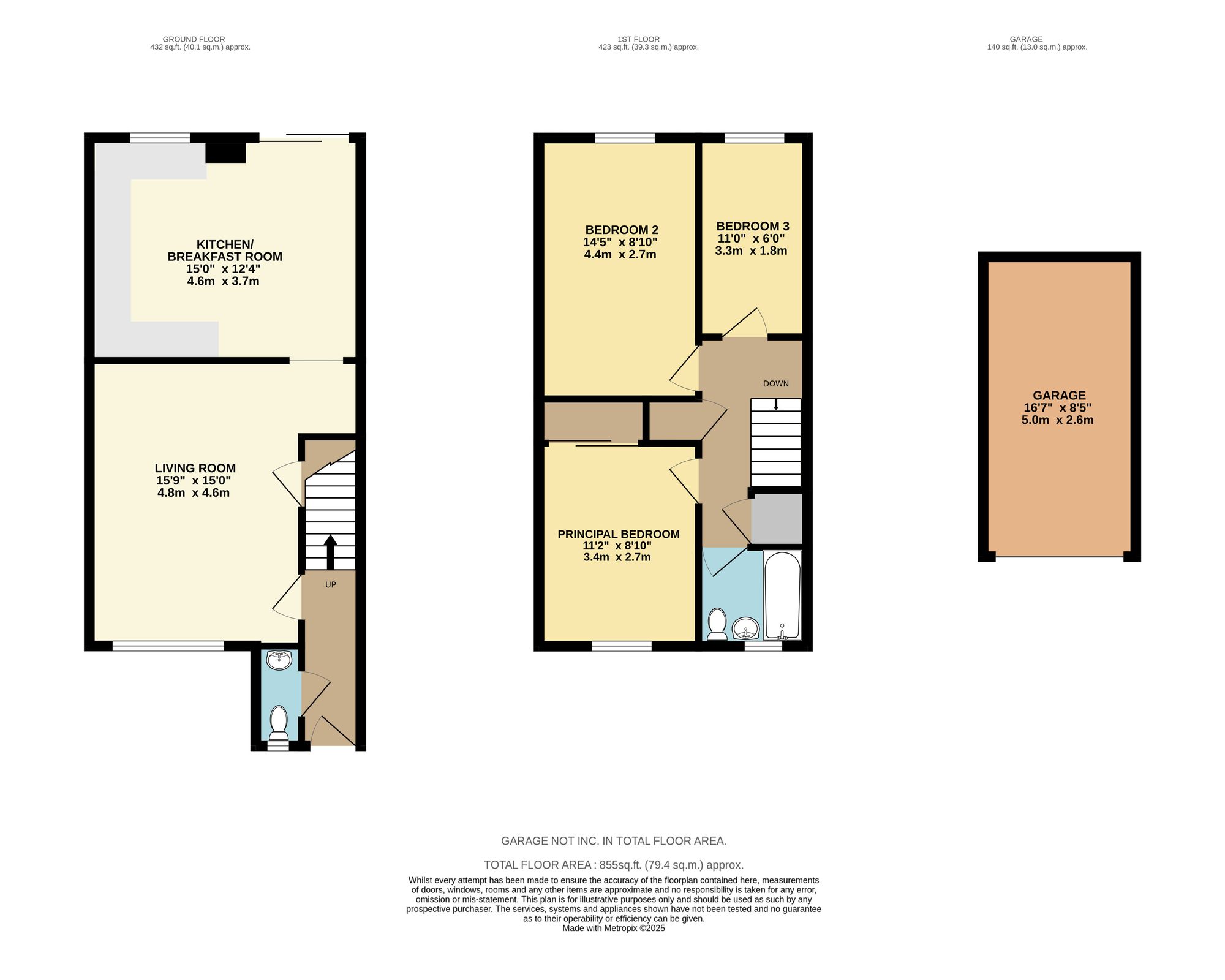 3 bed mid-terraced house for sale in Malvern Close, Mitcham - Property Floorplan