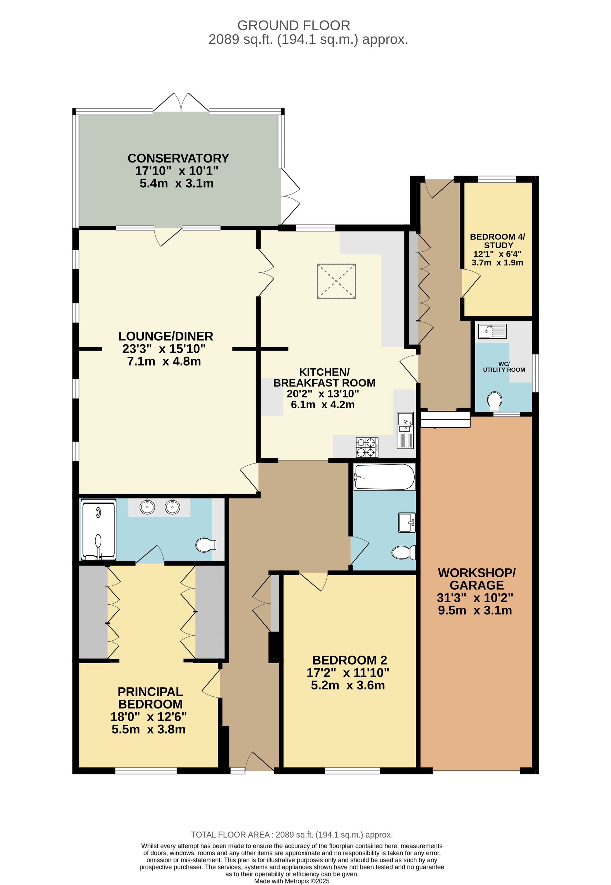 3 bed detached bungalow for sale in Kingswood Lane, Warlingham - Property Floorplan
