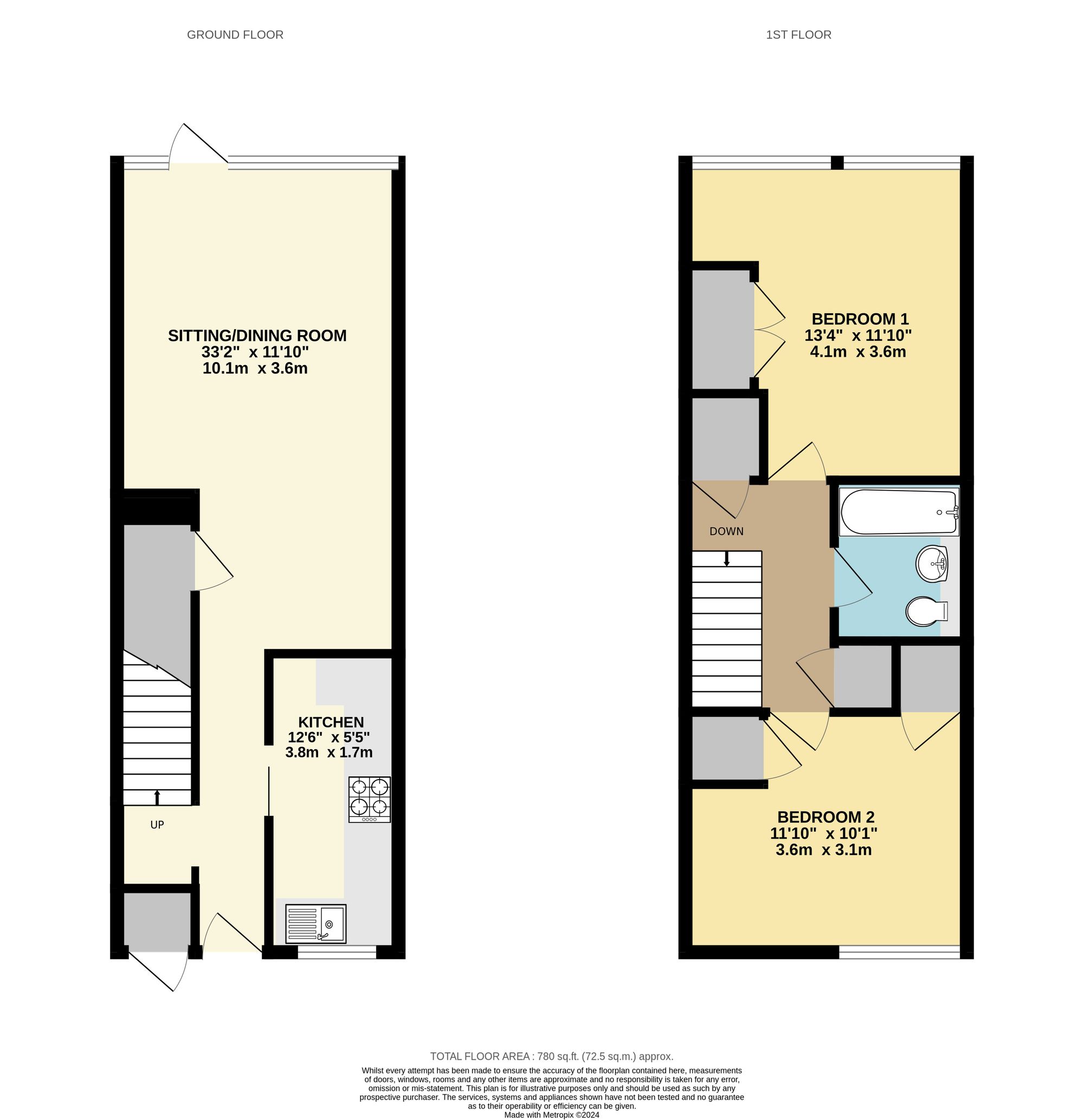 2 bed terraced house for sale in Court Wood Lane, Croydon - Property Floorplan