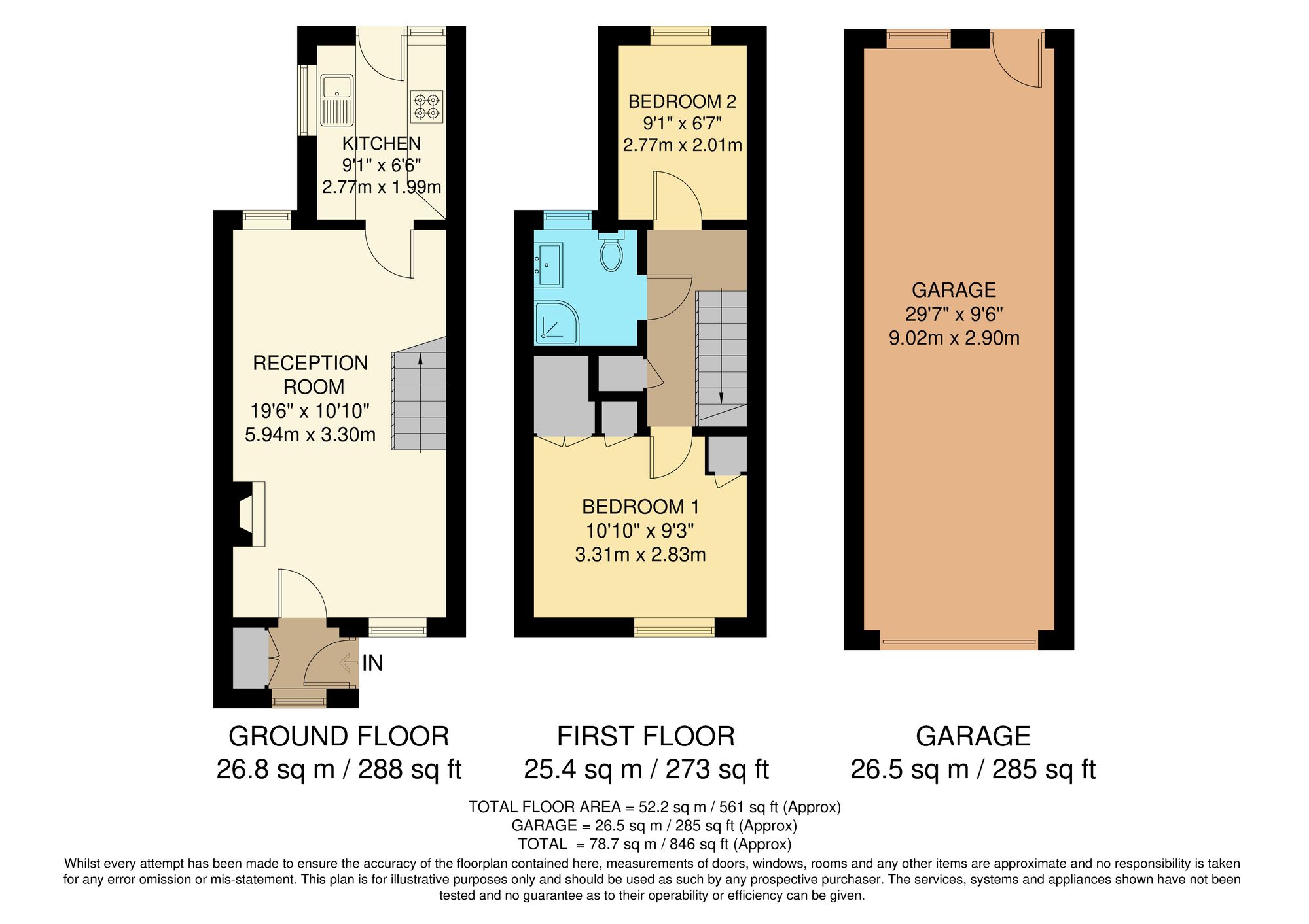 2 bed mid-terraced house for sale in Stoneleigh Road, Oxted - Property Floorplan