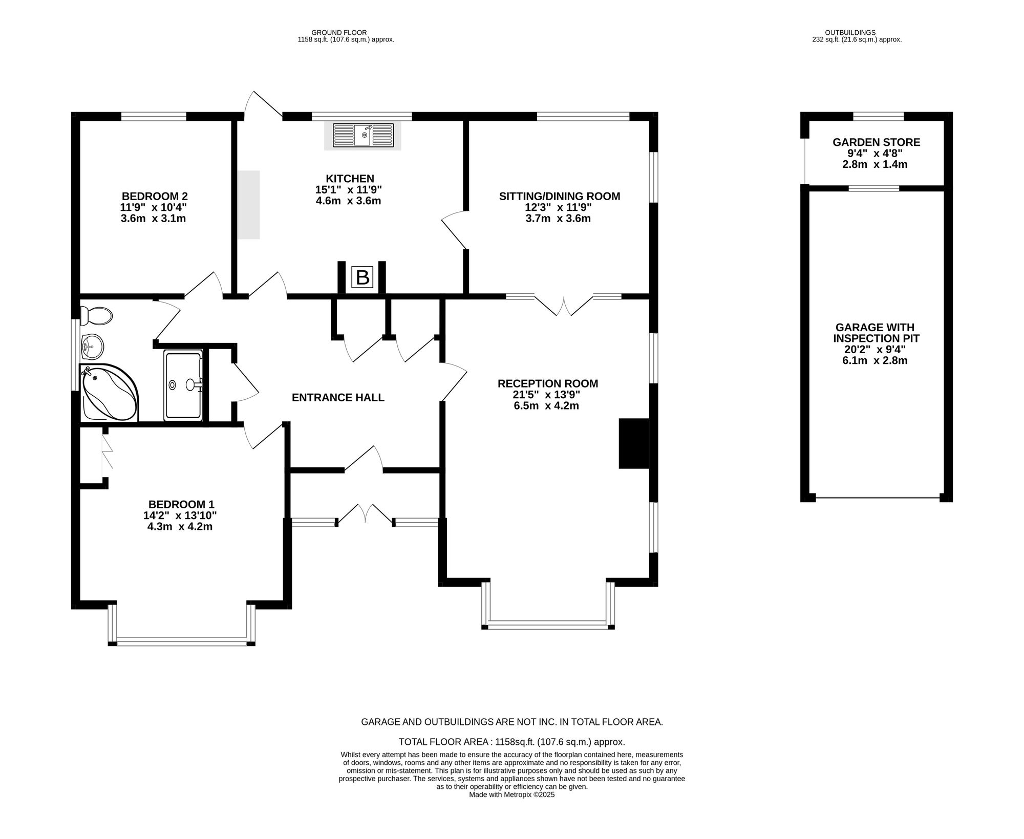 2 bed detached bungalow for sale in Westfield Avenue, South Croydon, CR2 - Property floorplan