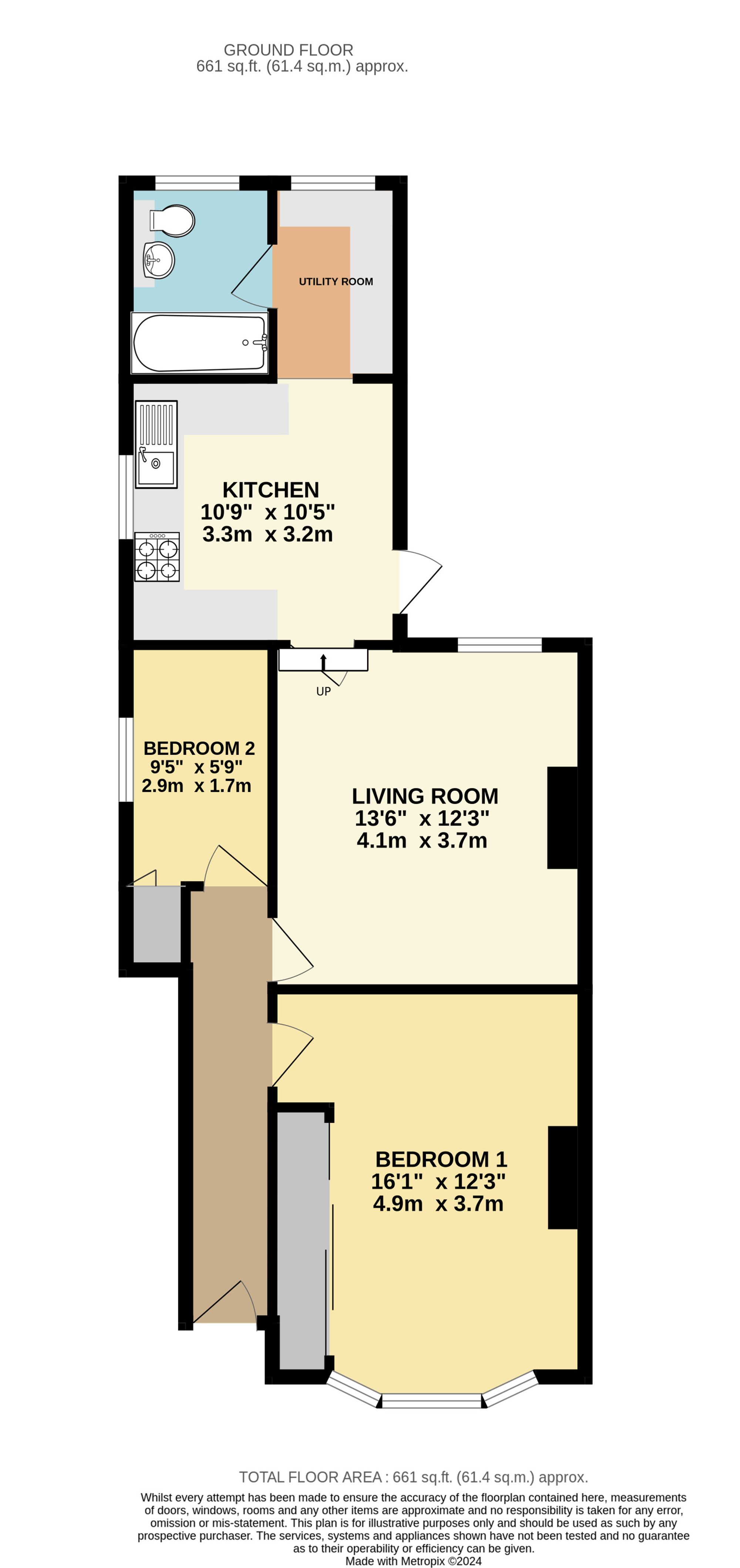 2 bed ground floor flat for sale in Brighton Road, South Croydon - Property Floorplan