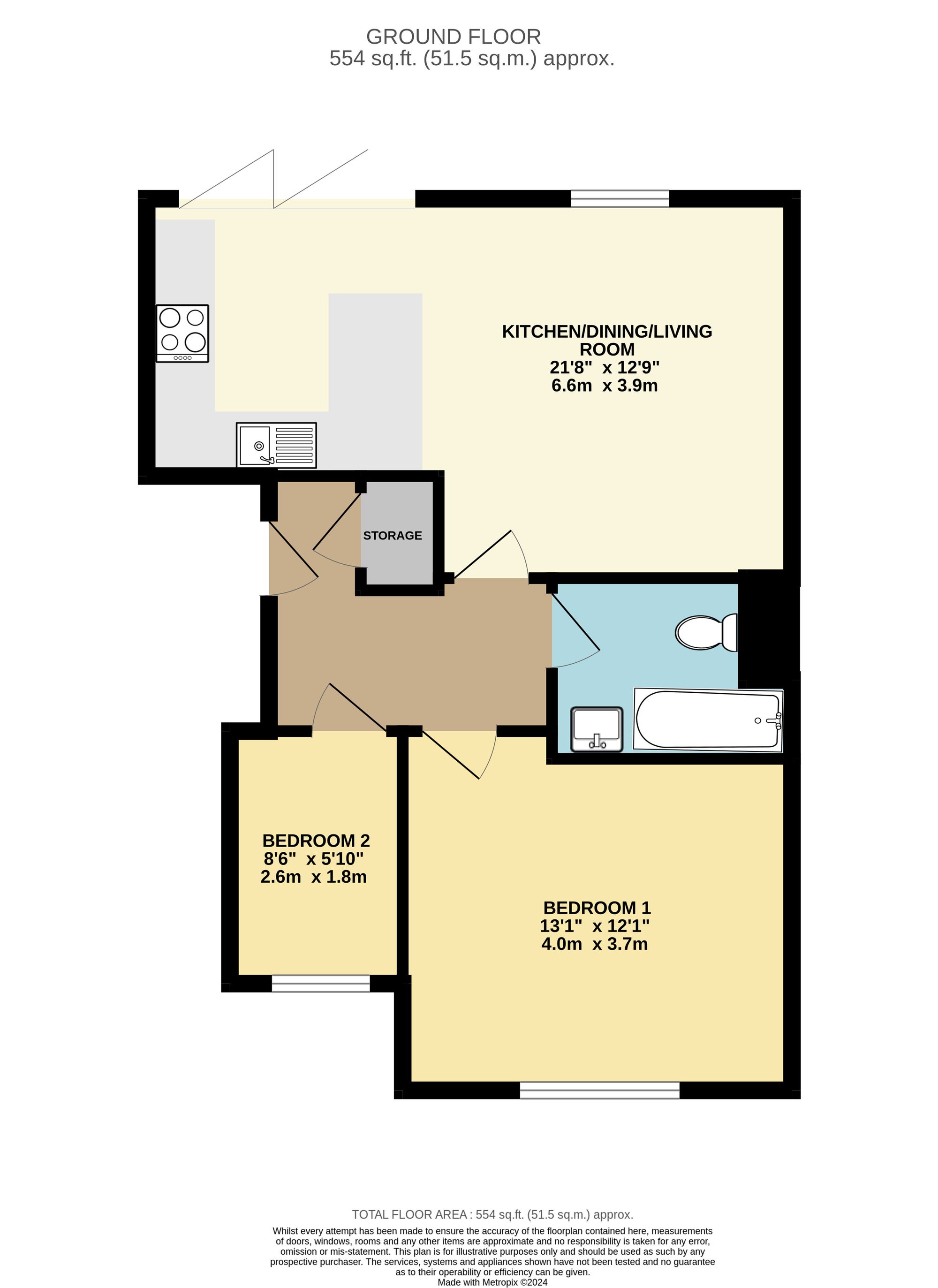 2 bed apartment for sale in Riddlesdown Road, Purley - Property Floorplan