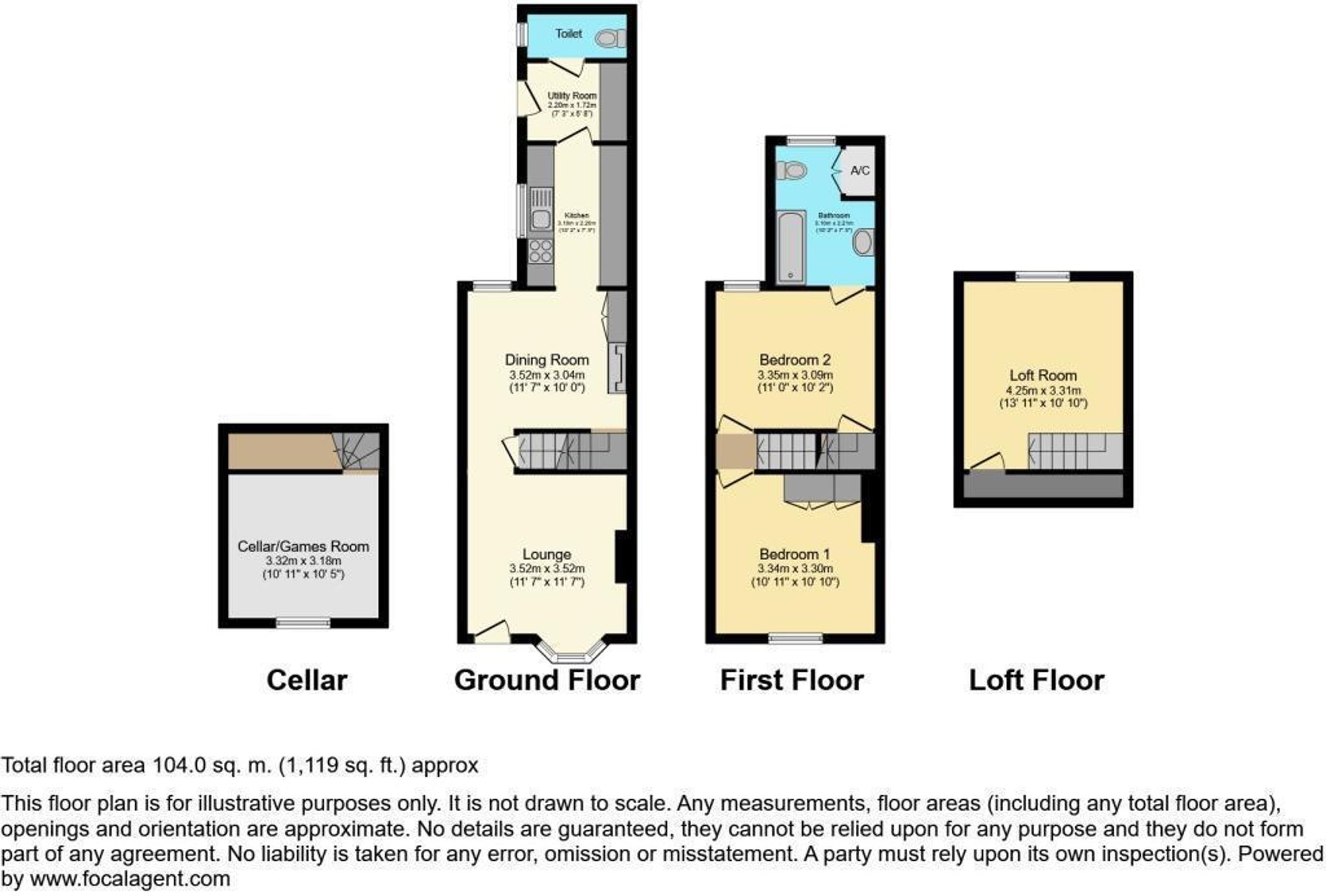 3 bed mid-terraced house for sale in Clopton Road, Stratford-Upon-Avon - Property floorplan