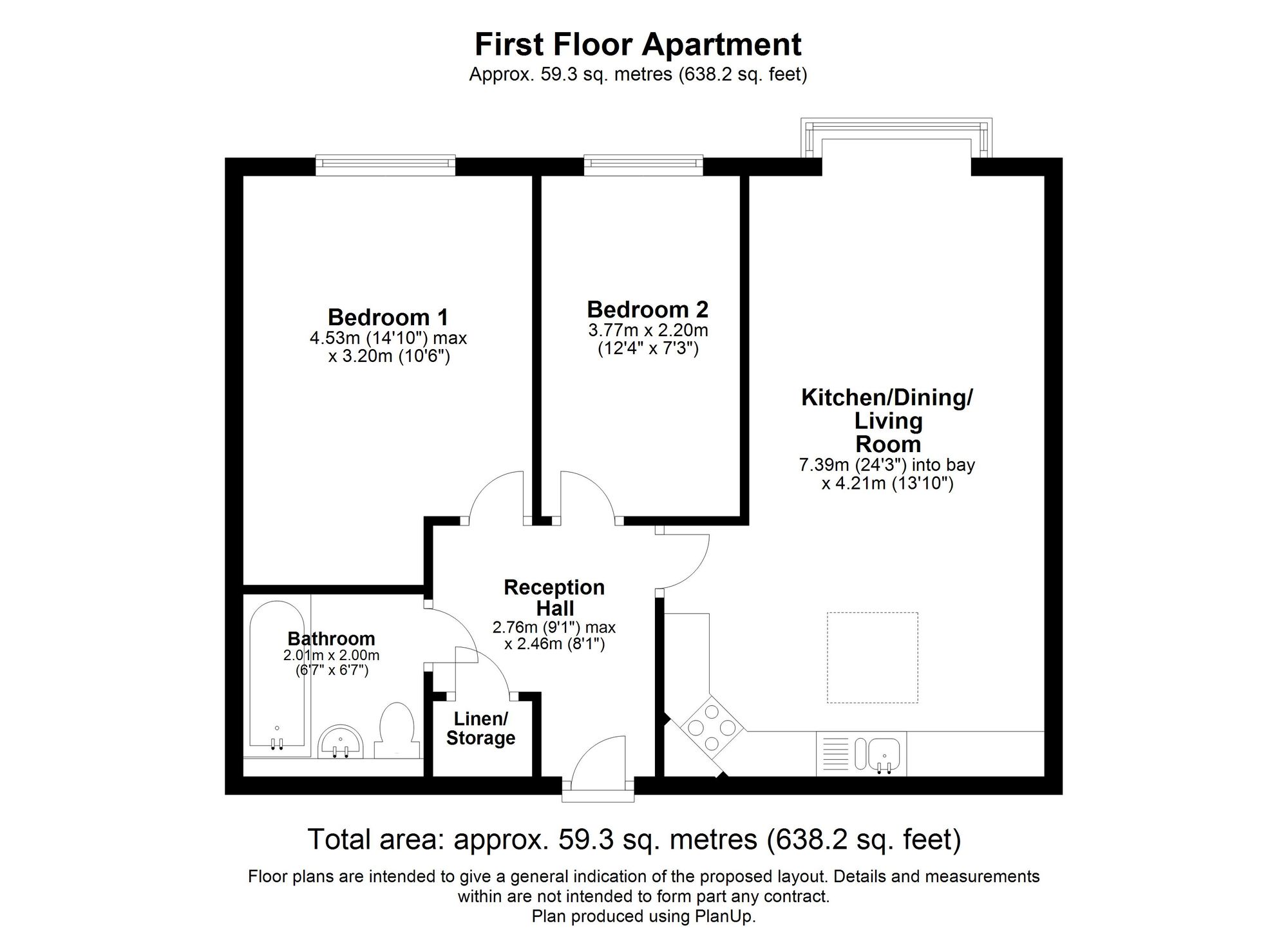 2 bed apartment for sale in Coten End, Warwick - Property floorplan