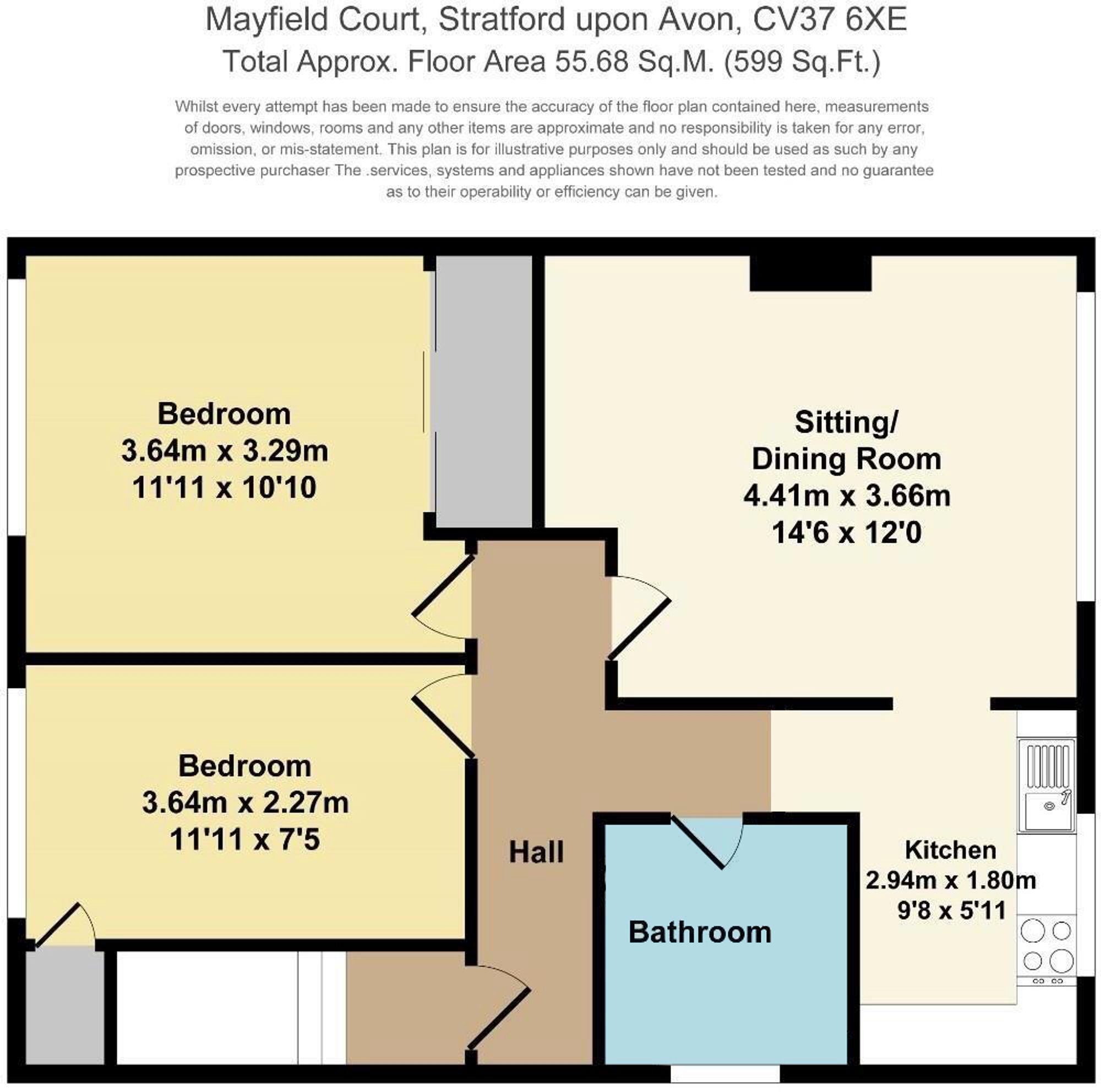 2 bed maisonette for sale in Mayfield Court, Stratford-Upon-Avon - Property floorplan