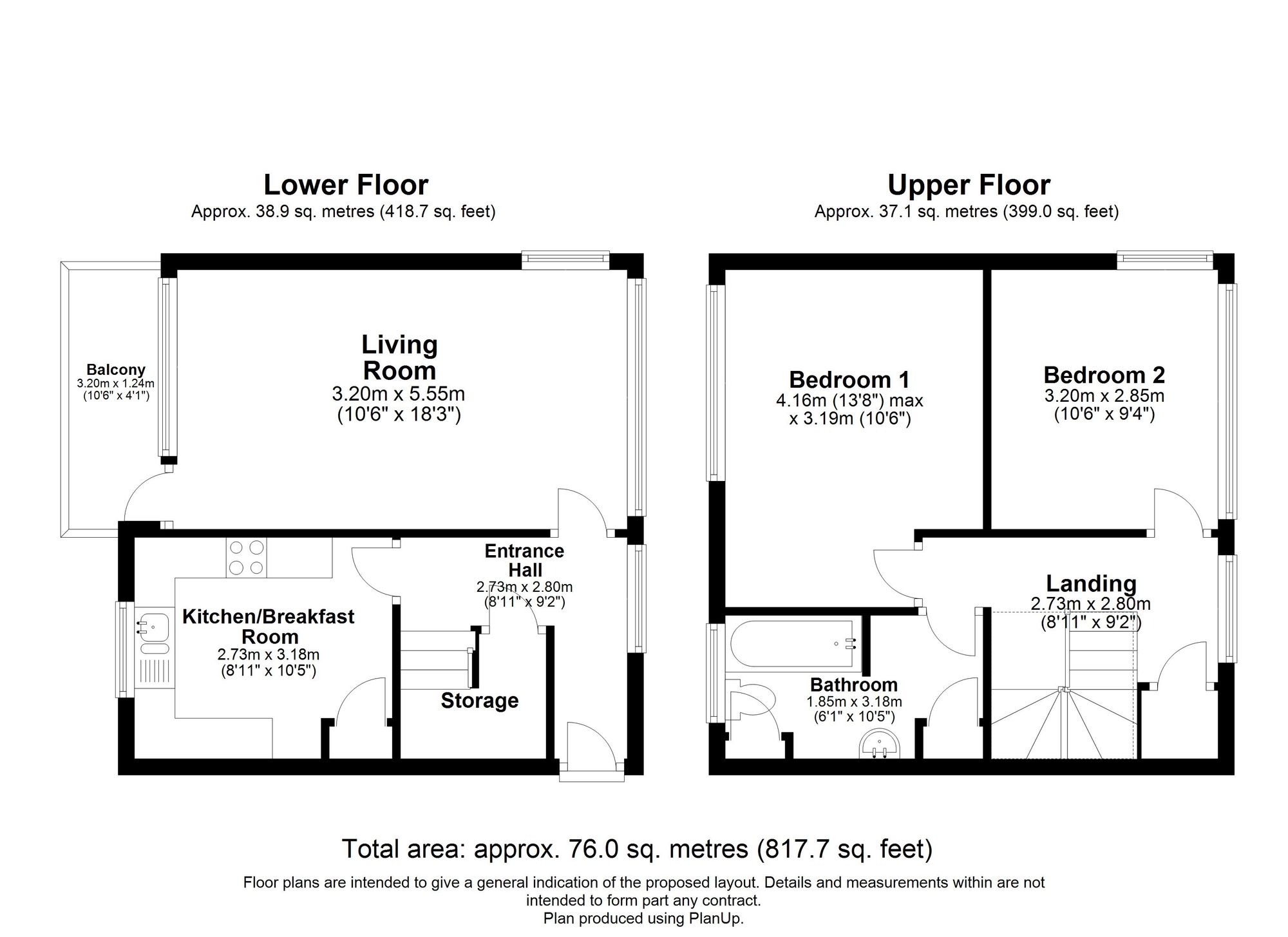 2 bed apartment for sale in Cherry Orchard, Stratford-Upon-Avon - Property floorplan