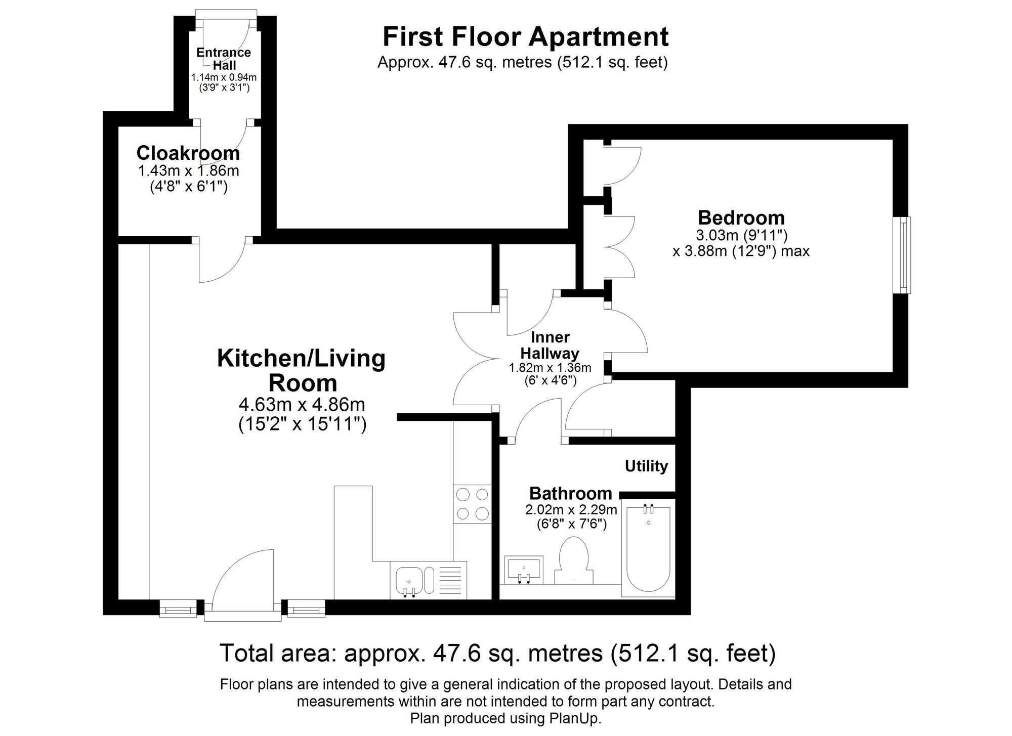 1 bed apartment for sale in Linen Street, Warwick - Property floorplan