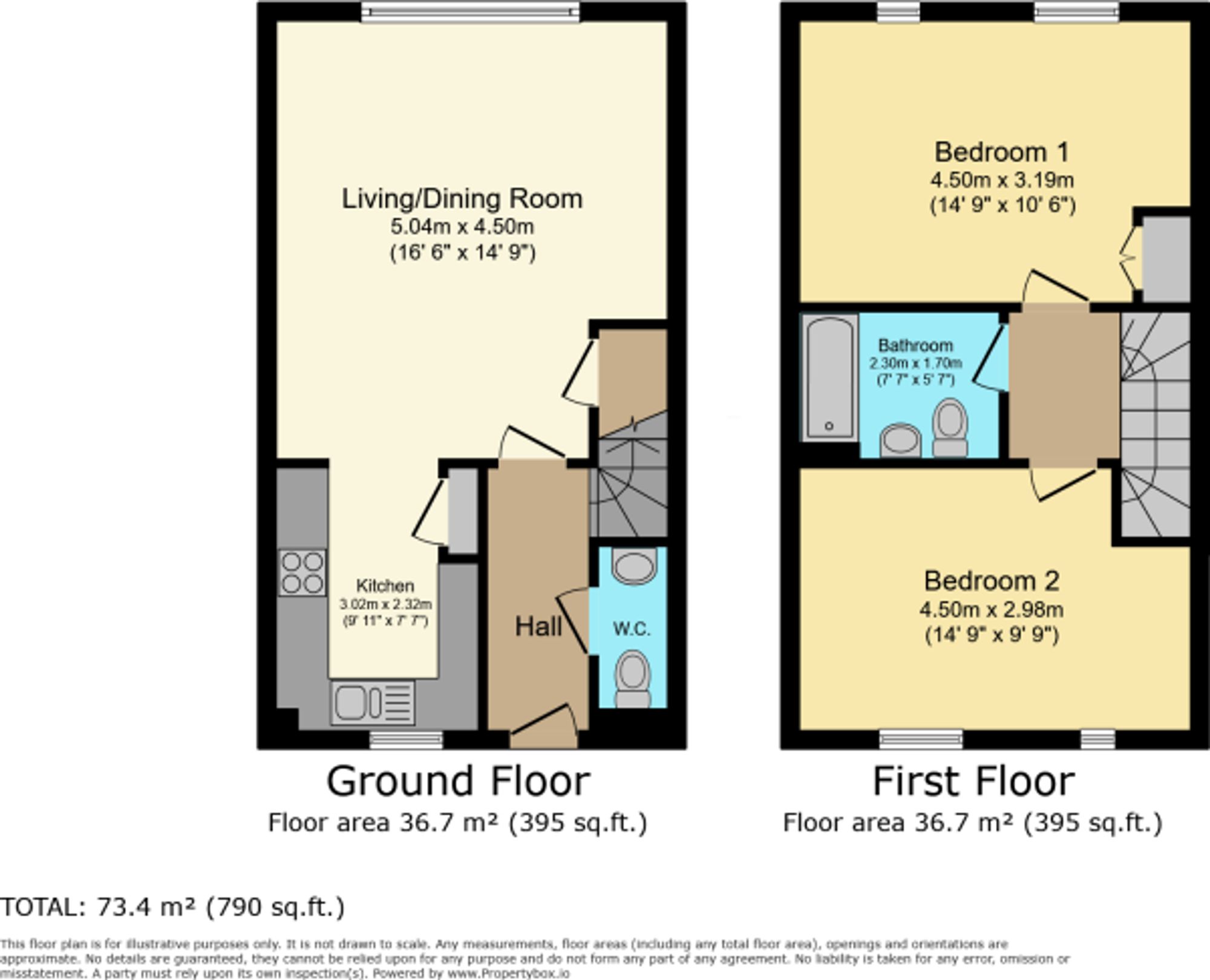 2 bed mid-terraced house for sale in Stephenson Row, Stratford-Upon-Avon - Property floorplan