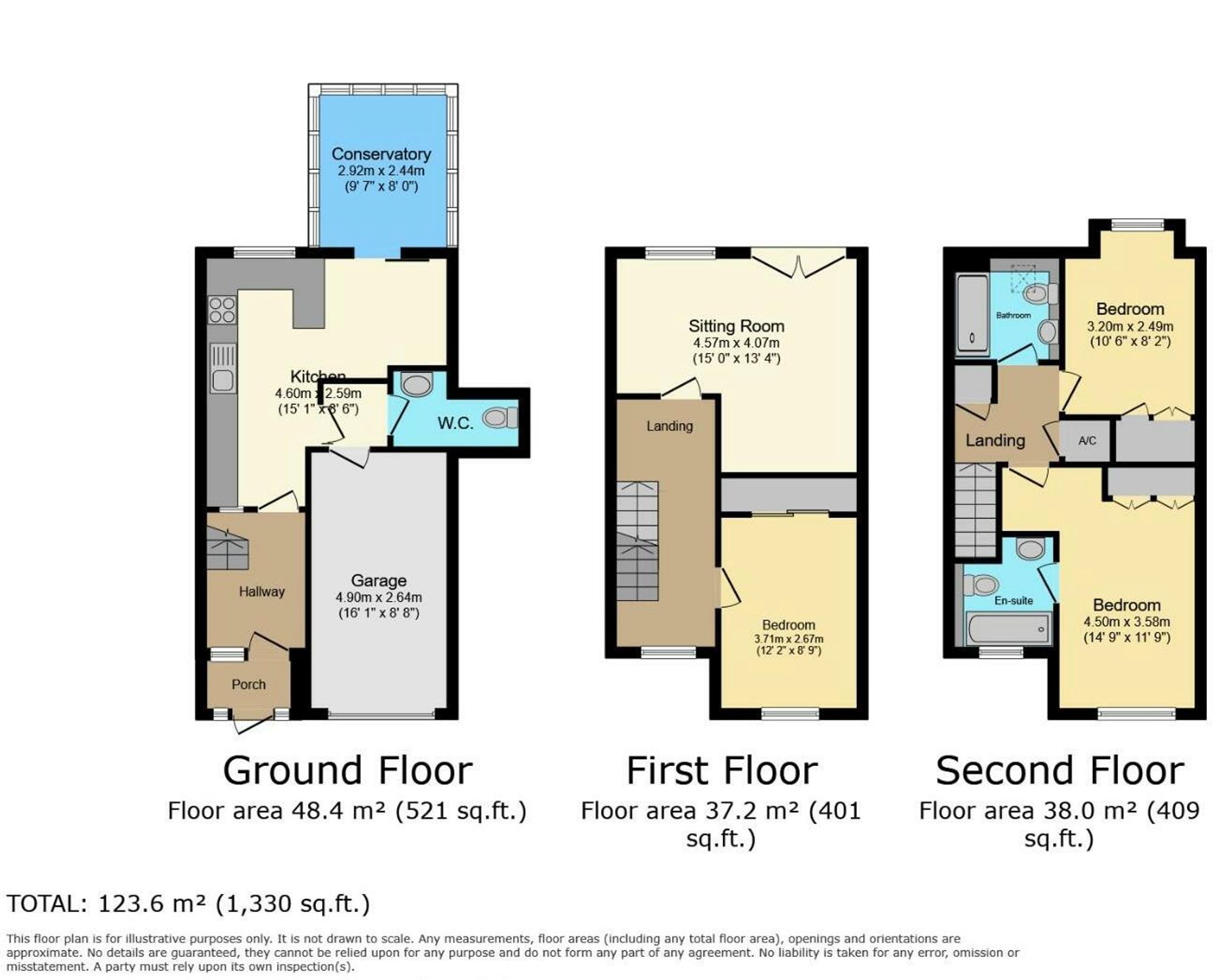 3 bed semi-detached town house for sale in Lock Close, Stratford-Upon-Avon - Property floorplan