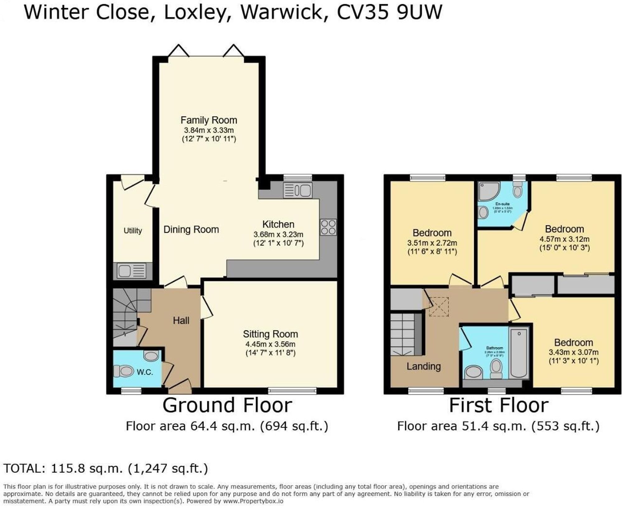 3 bed semi-detached house for sale in Winter Close, Loxley, CV35 - Property floorplan