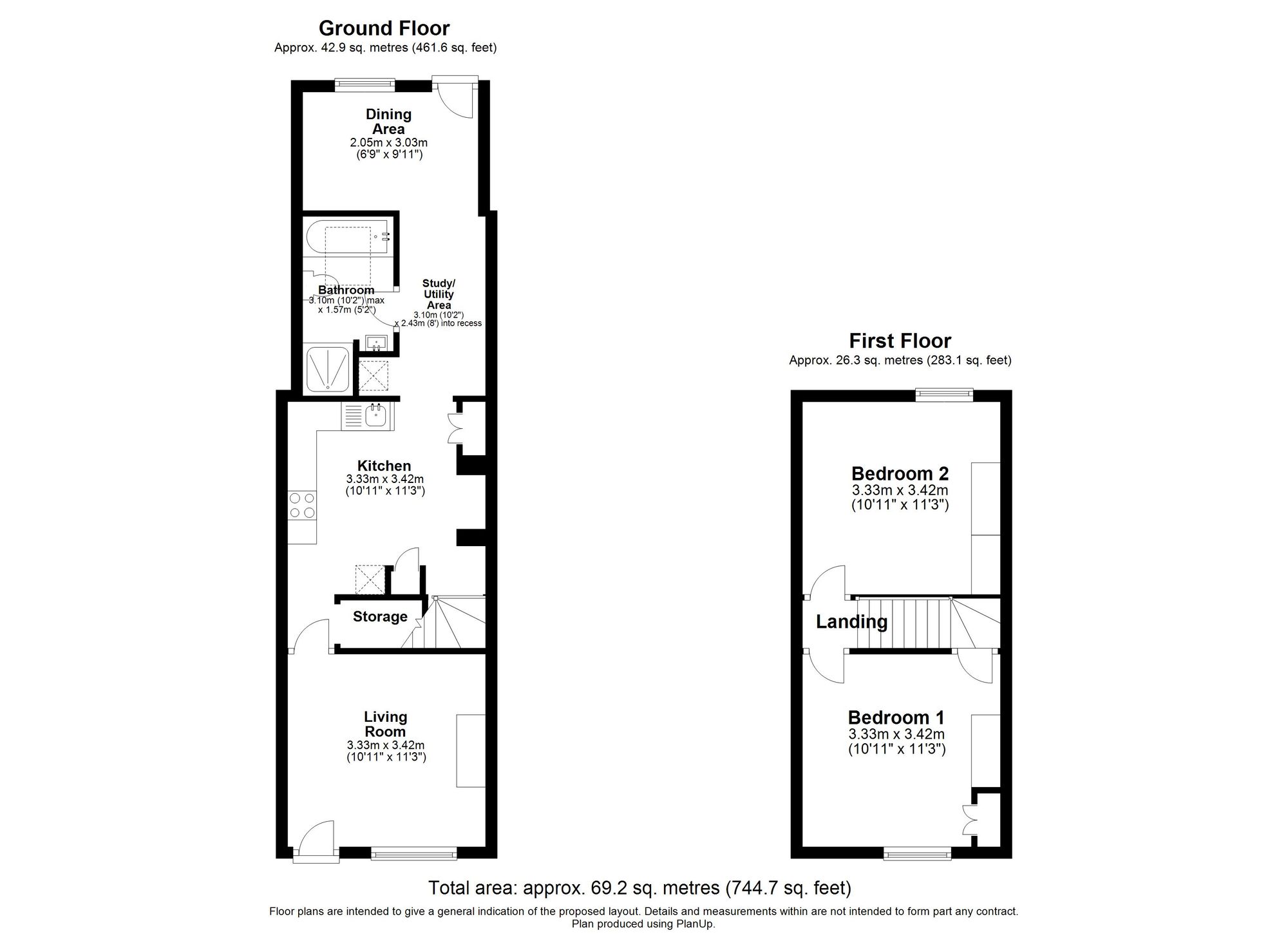 2 bed mid-terraced house for sale in Linen Street, Warwick - Property floorplan