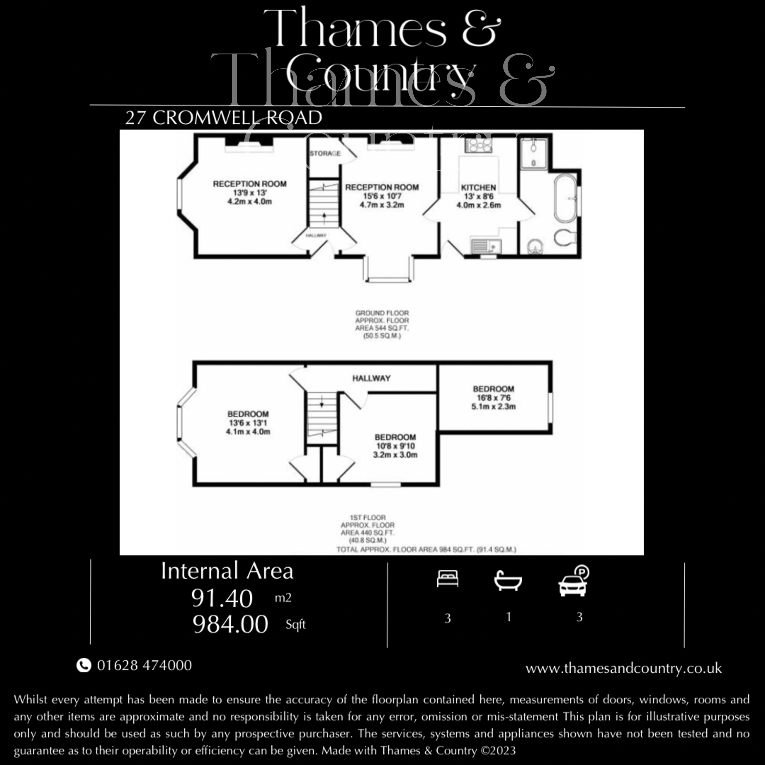 3 bed semi-detached house to rent in Cromwell Road, High Wycombe - Property floorplan