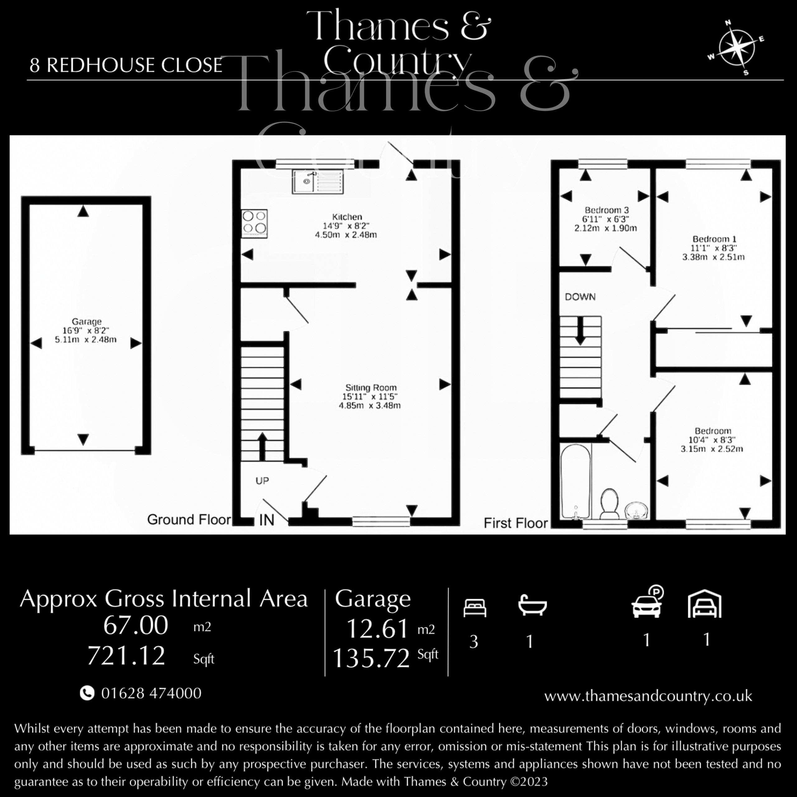 3 bed terraced house for sale in Redhouse Close, High Wycombe - Property floorplan